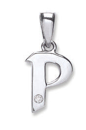 9ct White Gold 0.01ct Diamond Initial Pendants