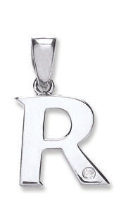 9ct White Gold 0.01ct Diamond Initial Pendants