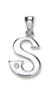 9ct White Gold 0.01ct Diamond Initial Pendants