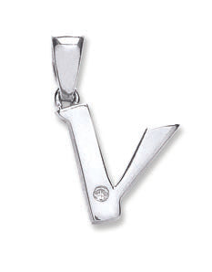 9ct White Gold 0.01ct Diamond Initial Pendants