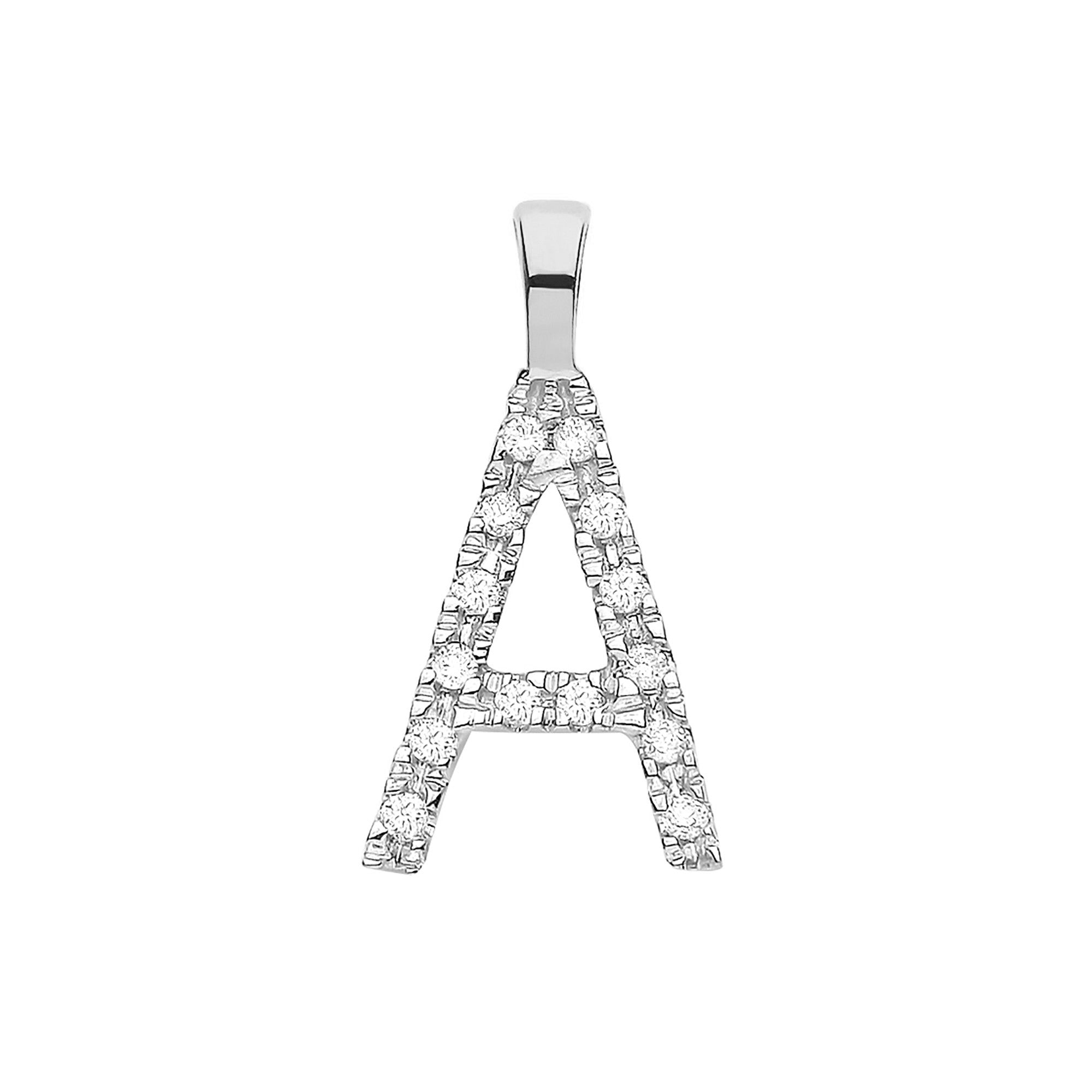 9ct White Gold 0.05ct Diamond Initial Pendant