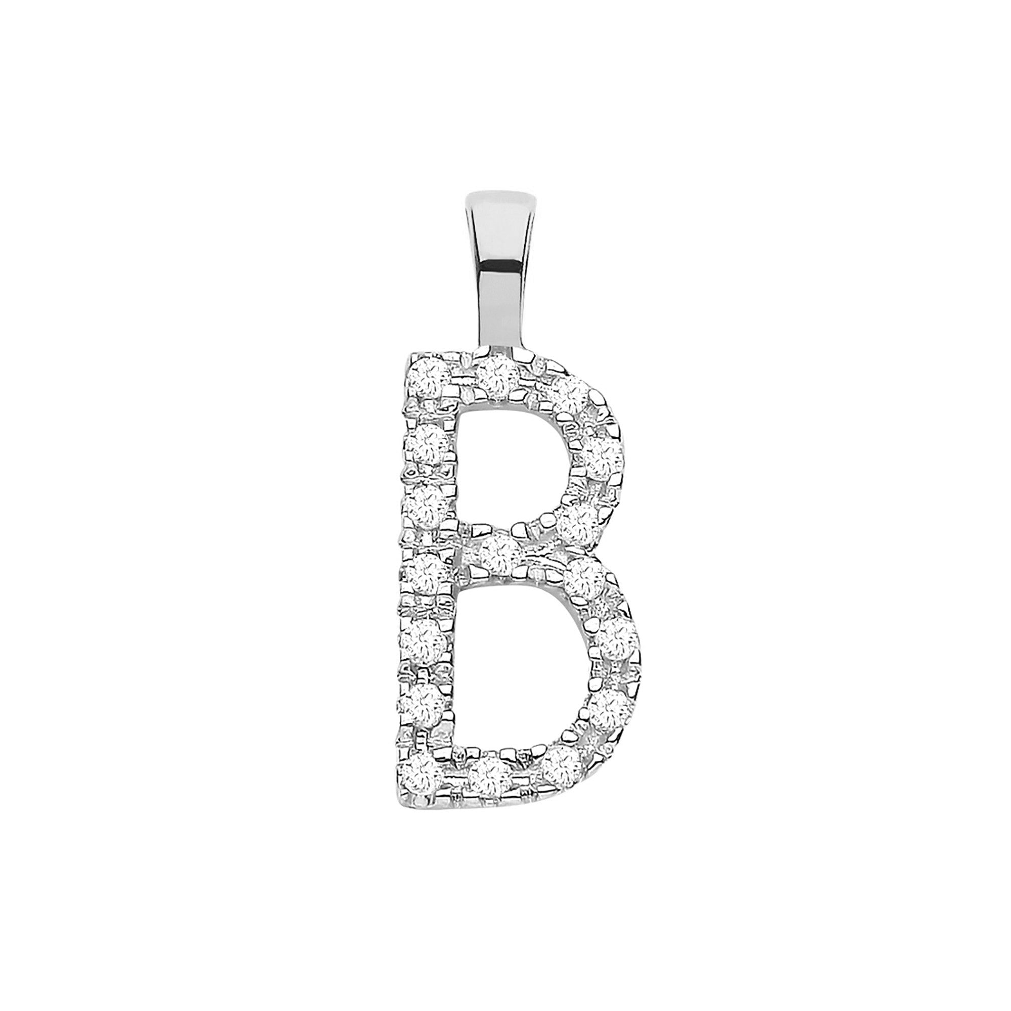 9ct White Gold 0.05ct Diamond Initial Pendant