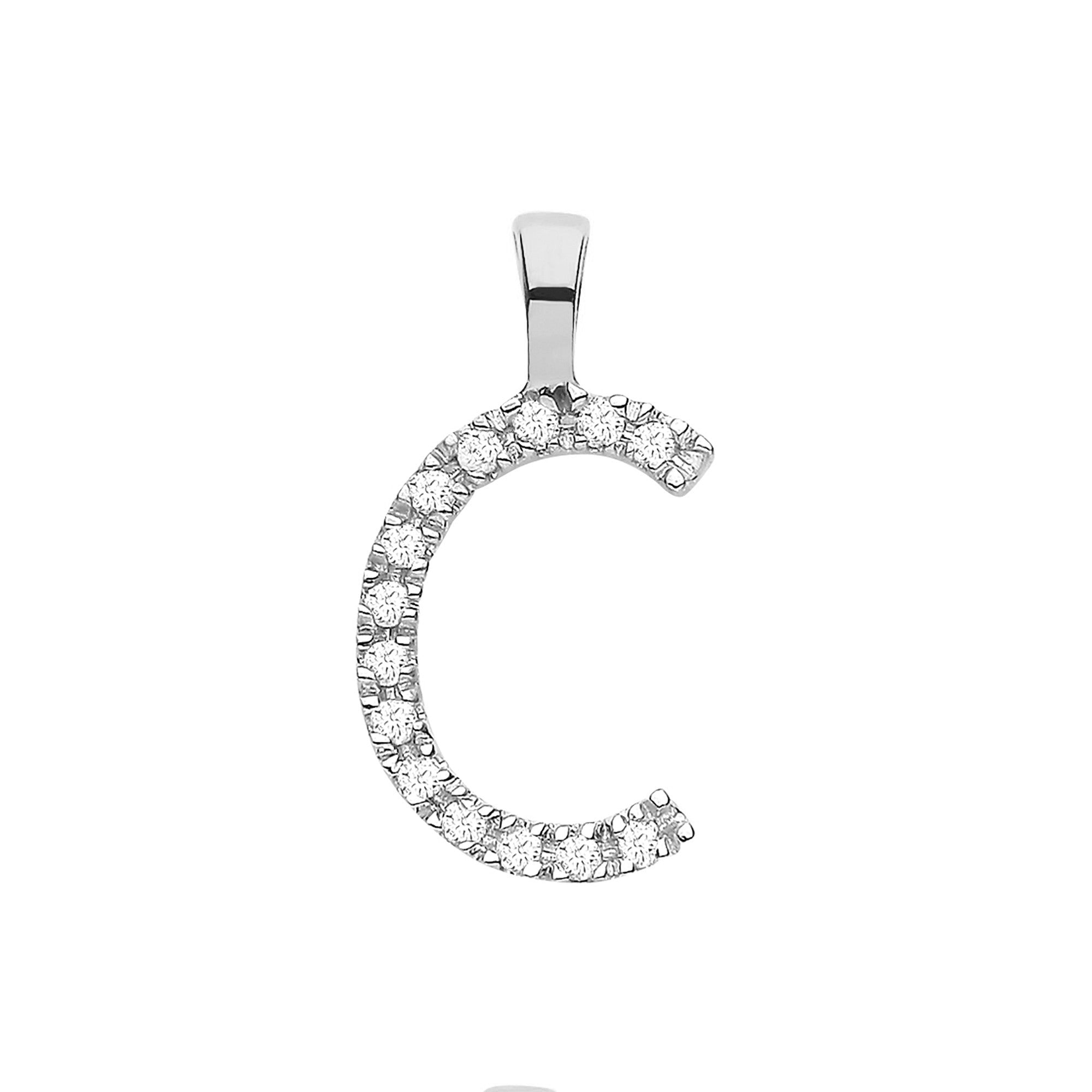 9ct White Gold 0.05ct Diamond Initial Pendant