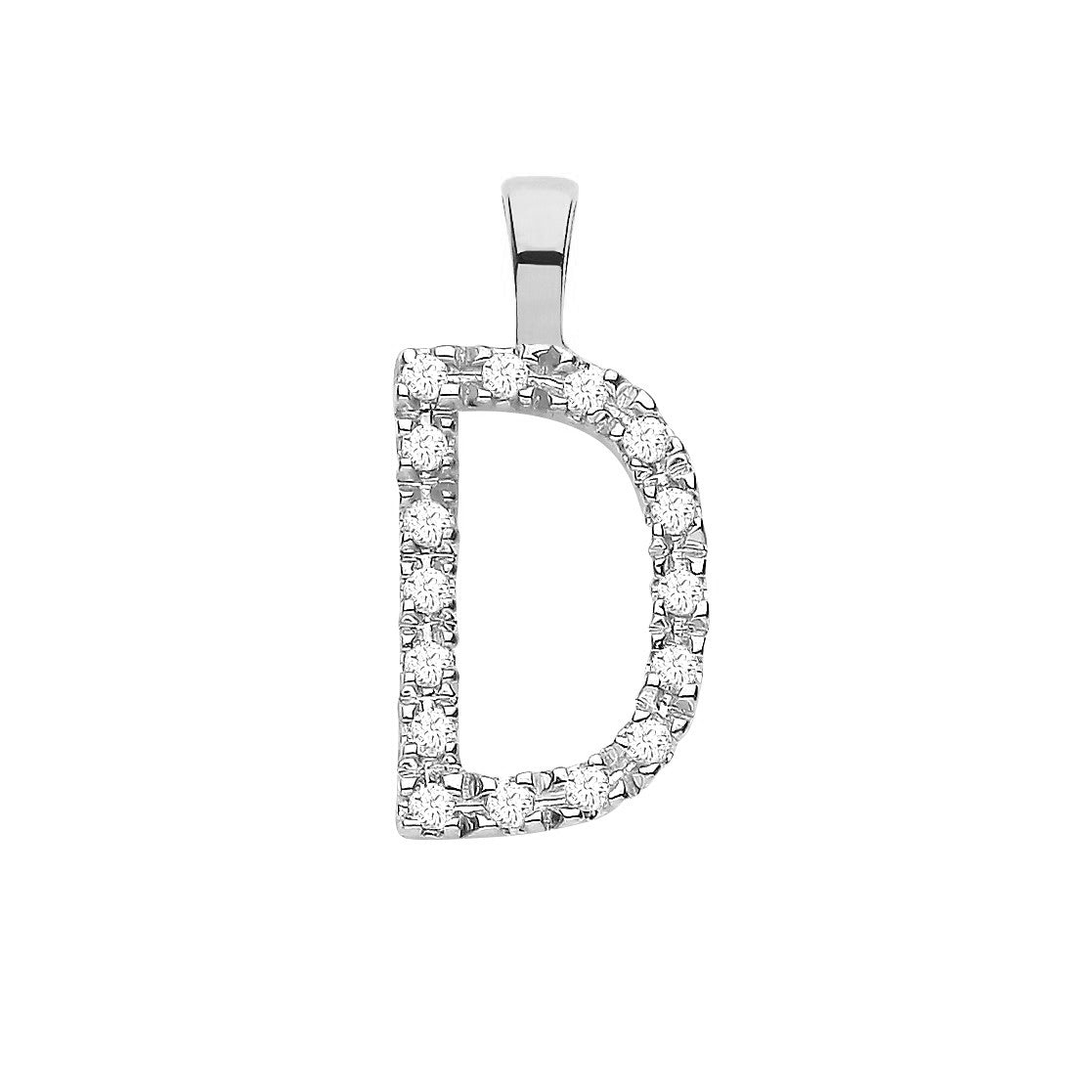 9ct White Gold 0.05ct Diamond Initial Pendant