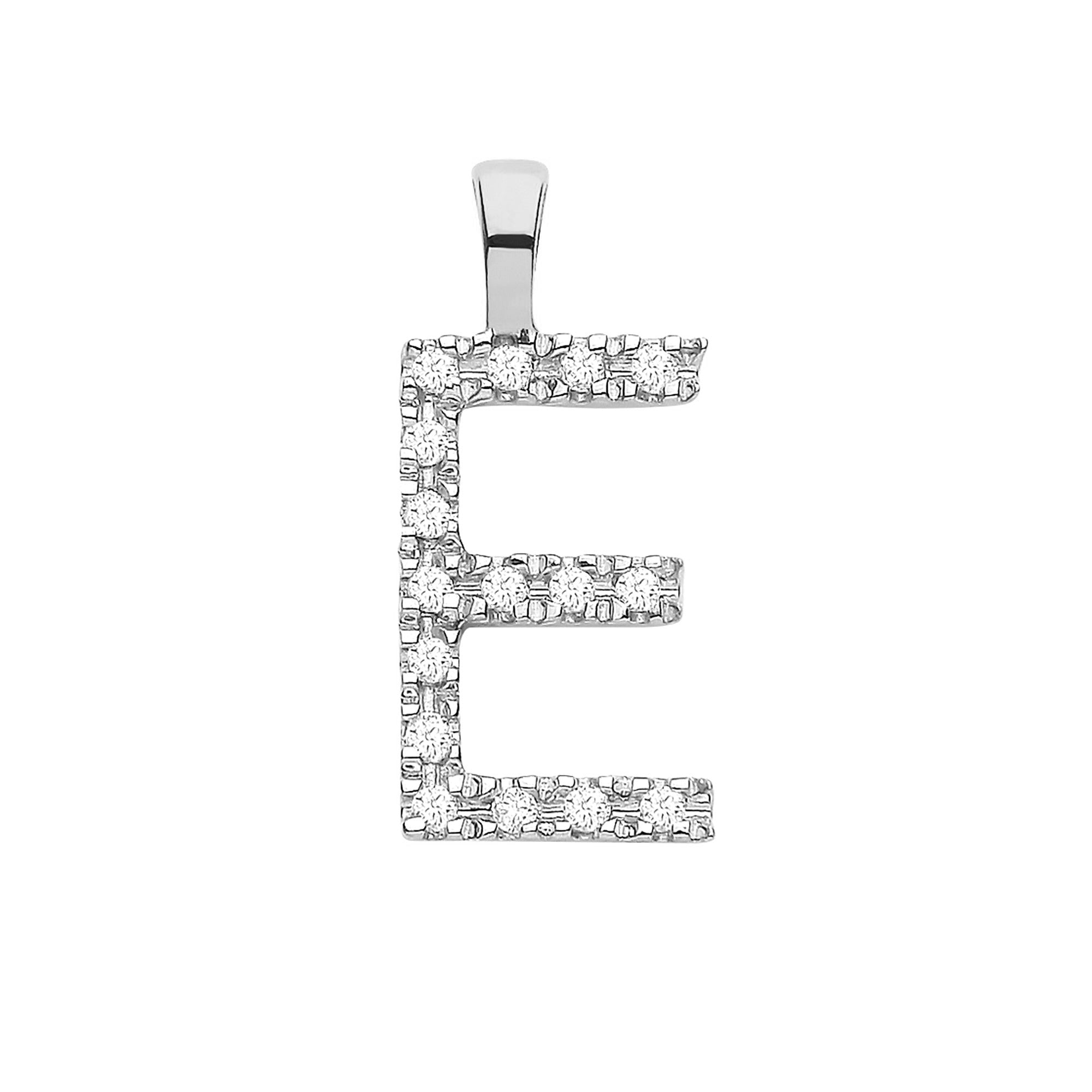 9ct White Gold 0.05ct Diamond Initial Pendant