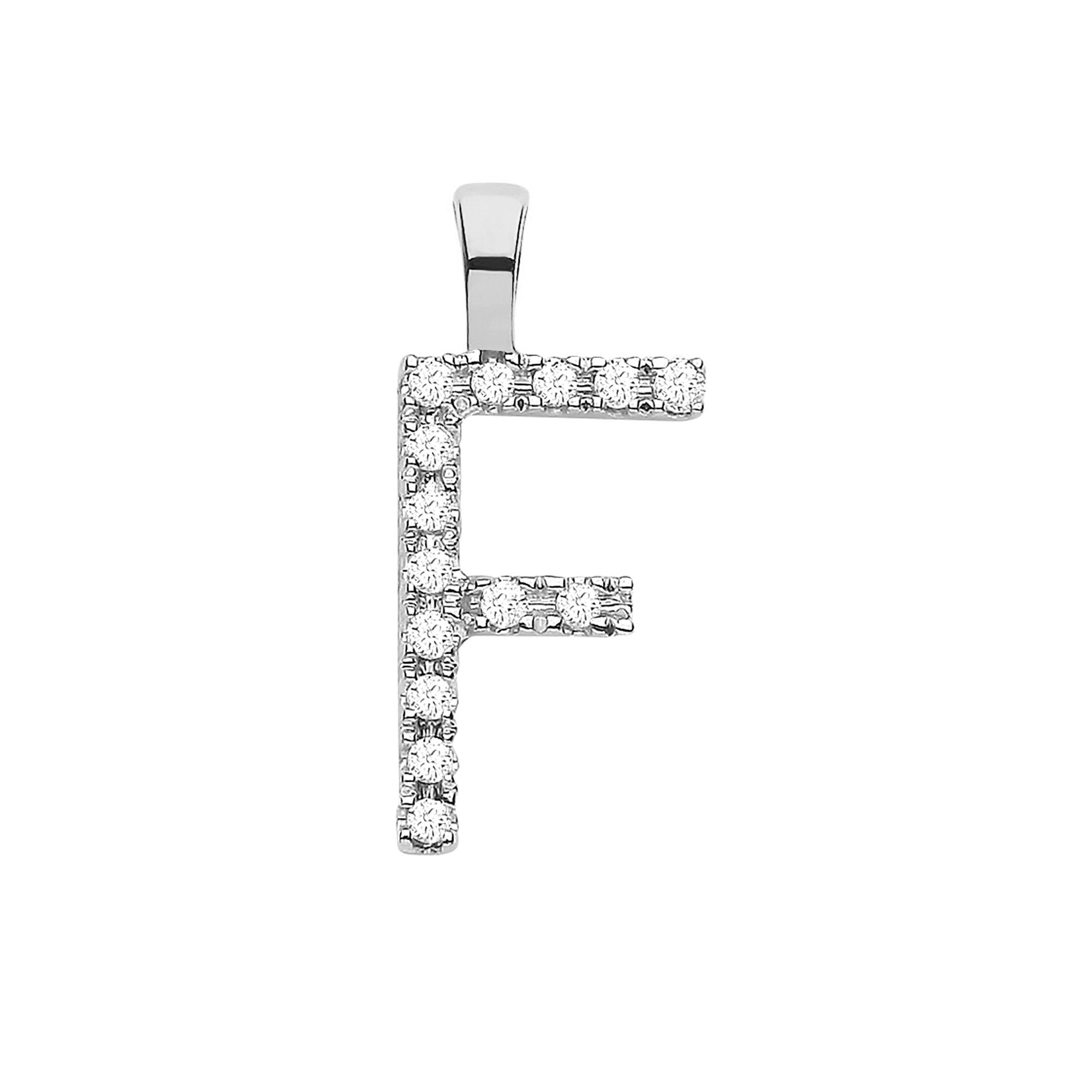 9ct White Gold 0.05ct Diamond Initial Pendant