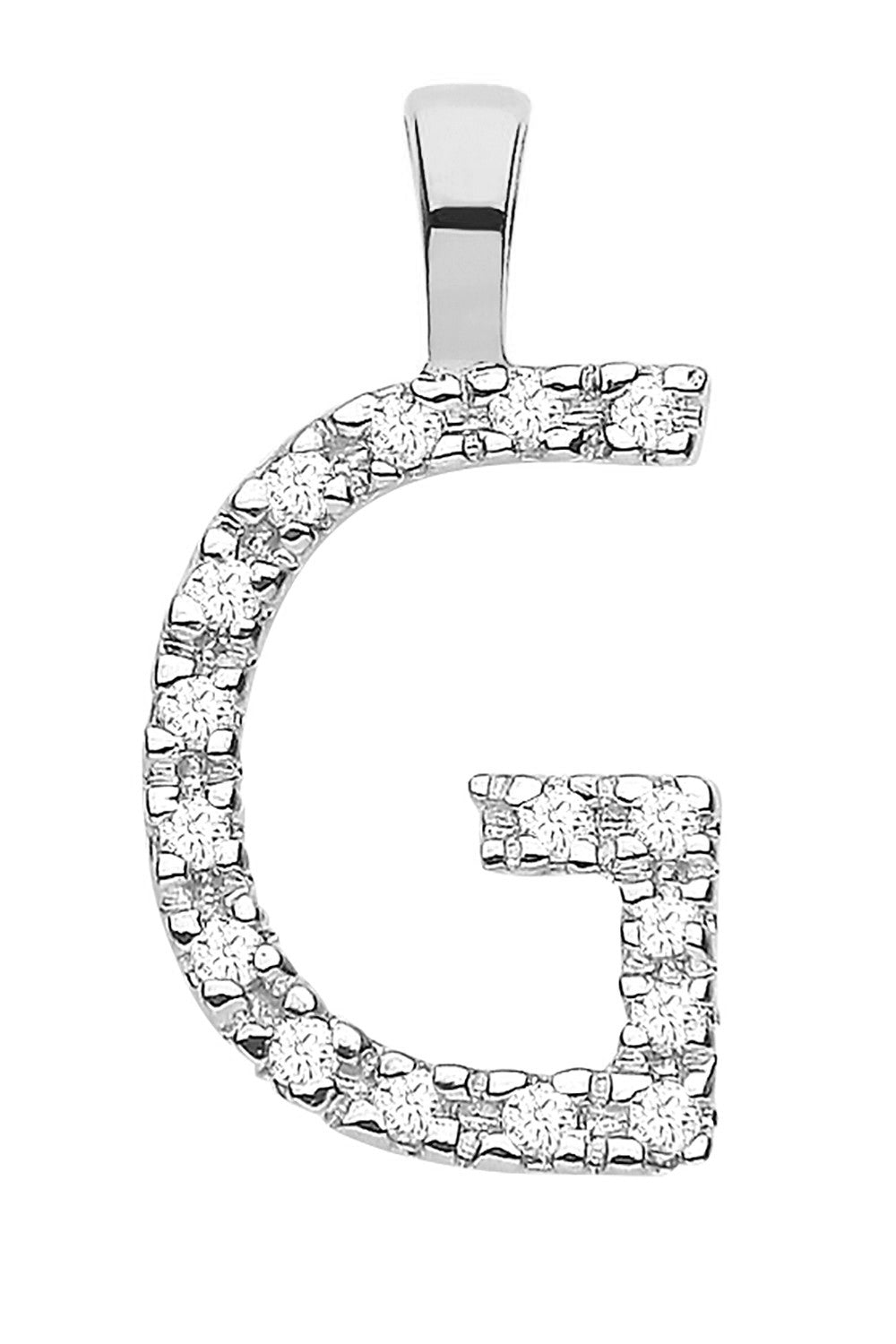 9ct White Gold 0.05ct Diamond Initial Pendant