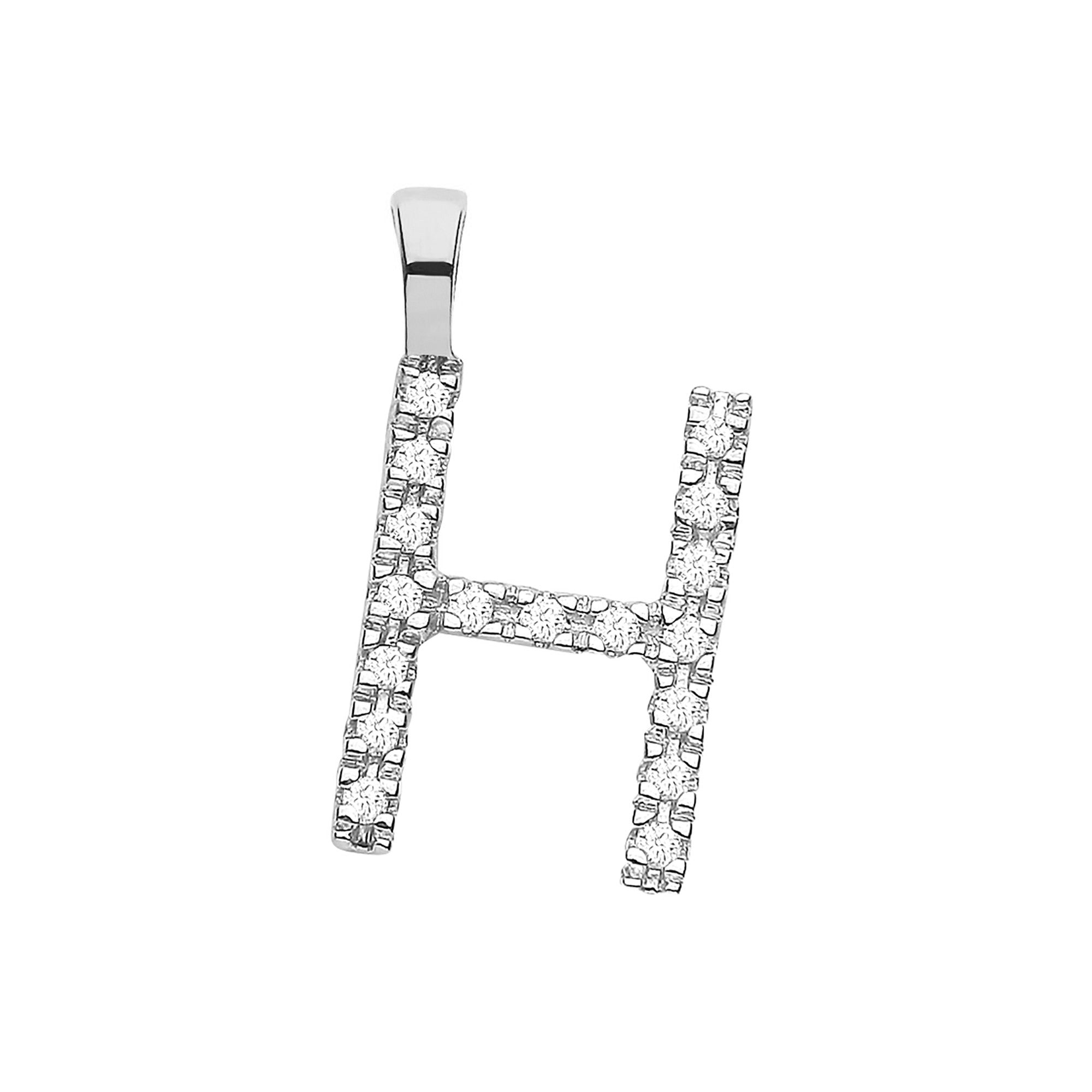 9ct White Gold 0.05ct Diamond Initial Pendant