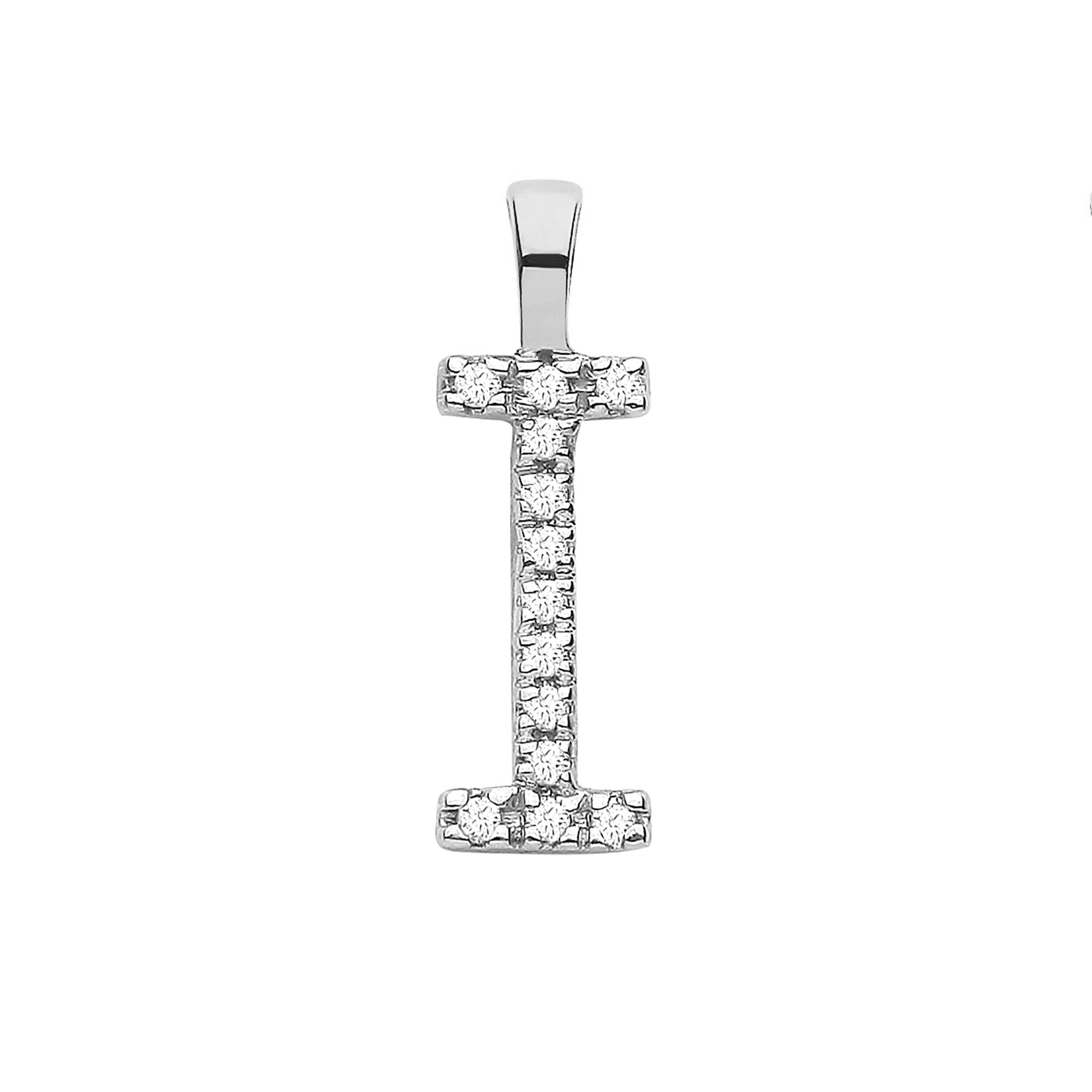 9ct White Gold 0.05ct Diamond Initial Pendant