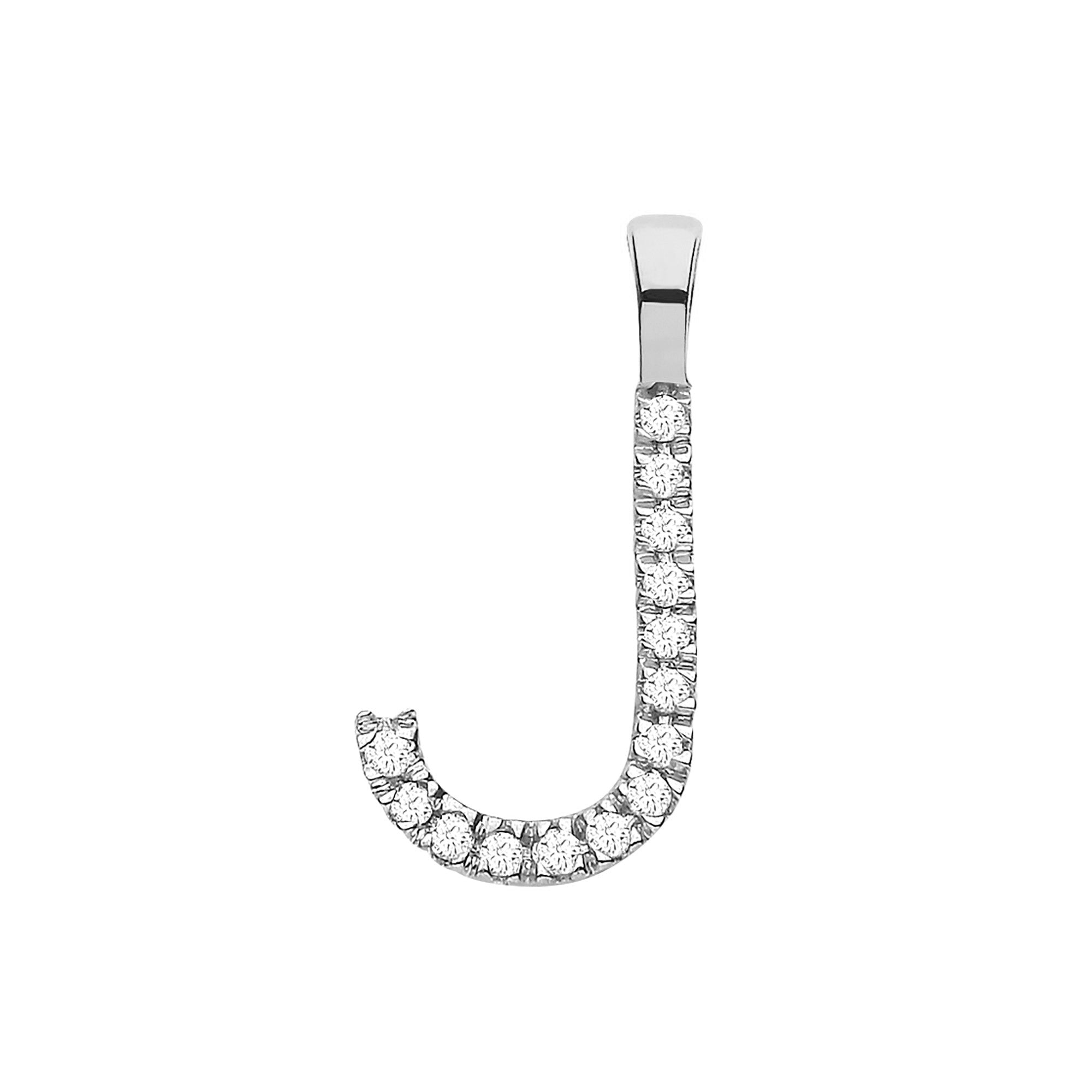 9ct White Gold 0.05ct Diamond Initial Pendant