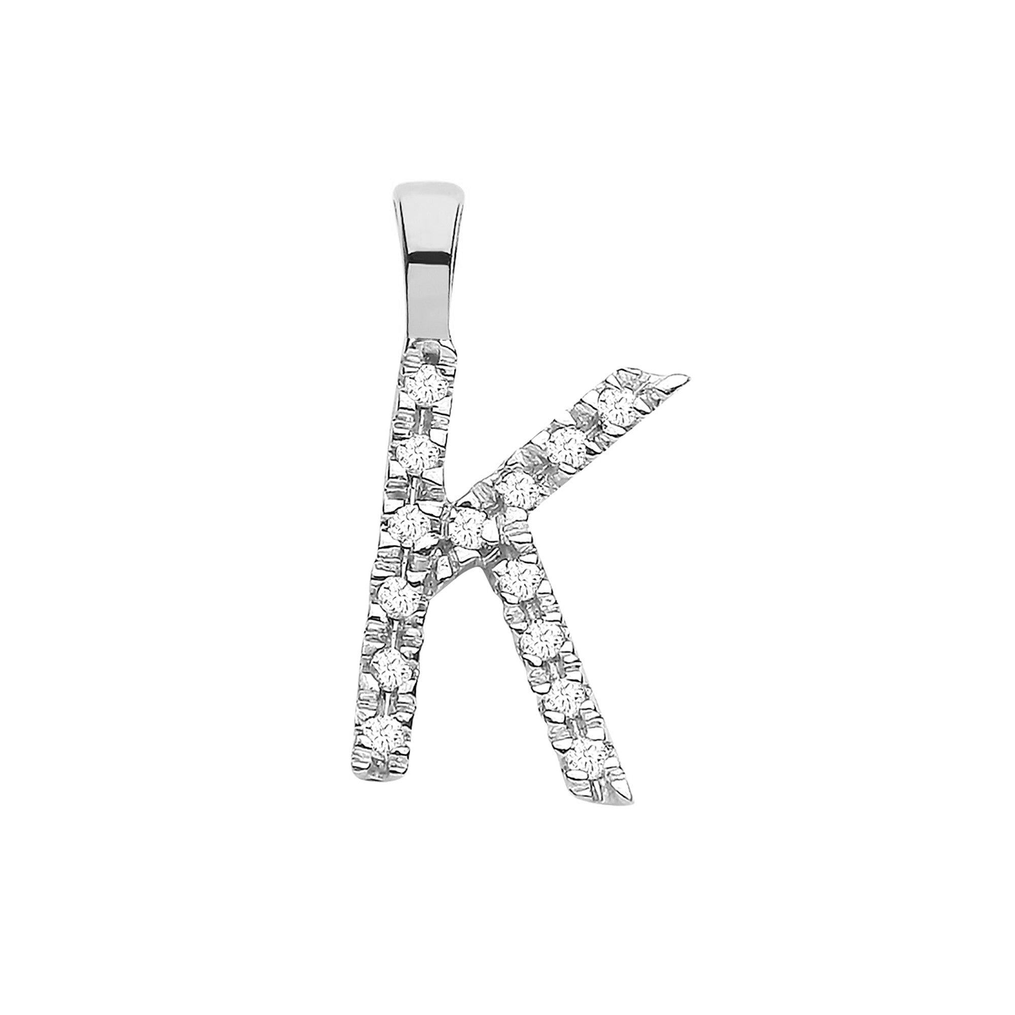 9ct White Gold 0.05ct Diamond Initial Pendant