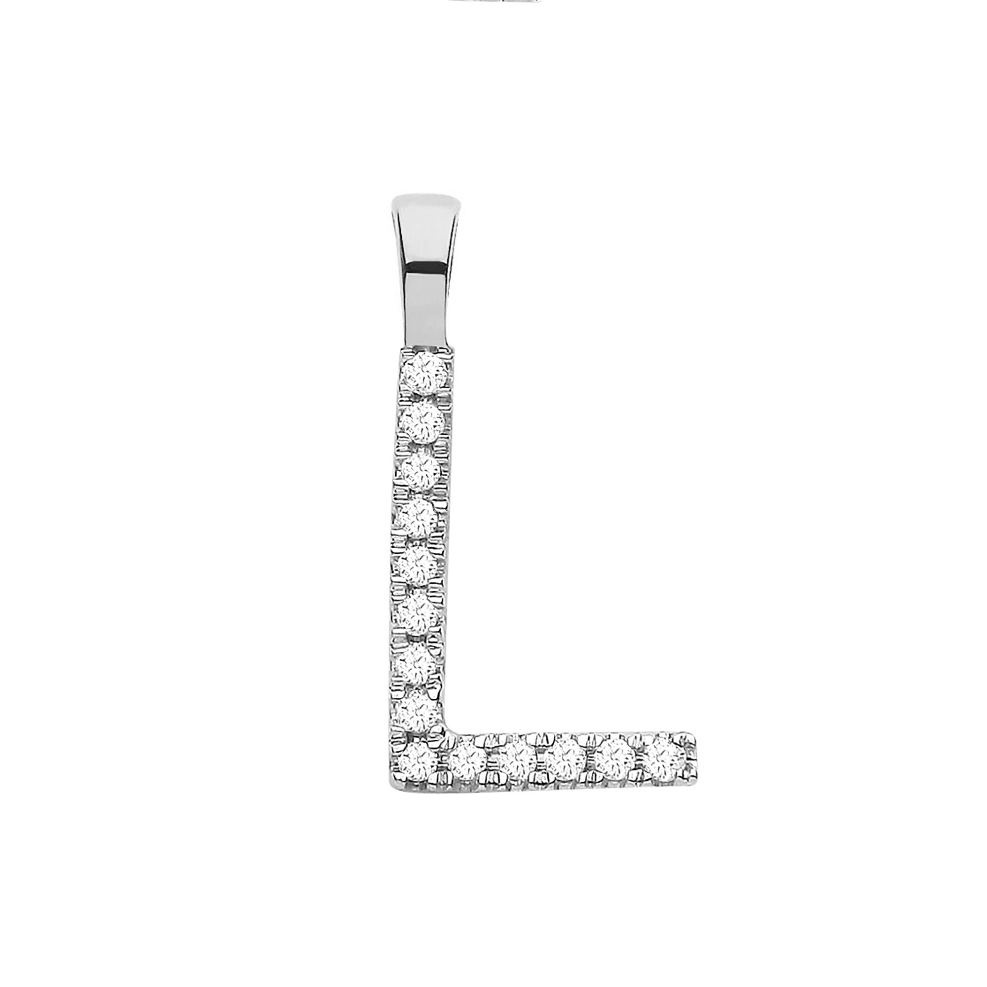 9ct White Gold 0.05ct Diamond Initial Pendant