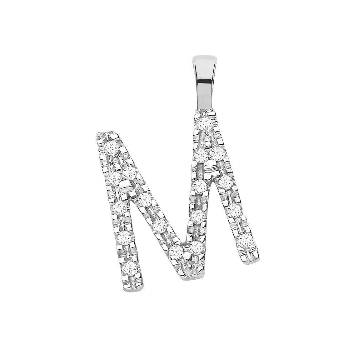 9ct White Gold 0.05ct Diamond Initial Pendant