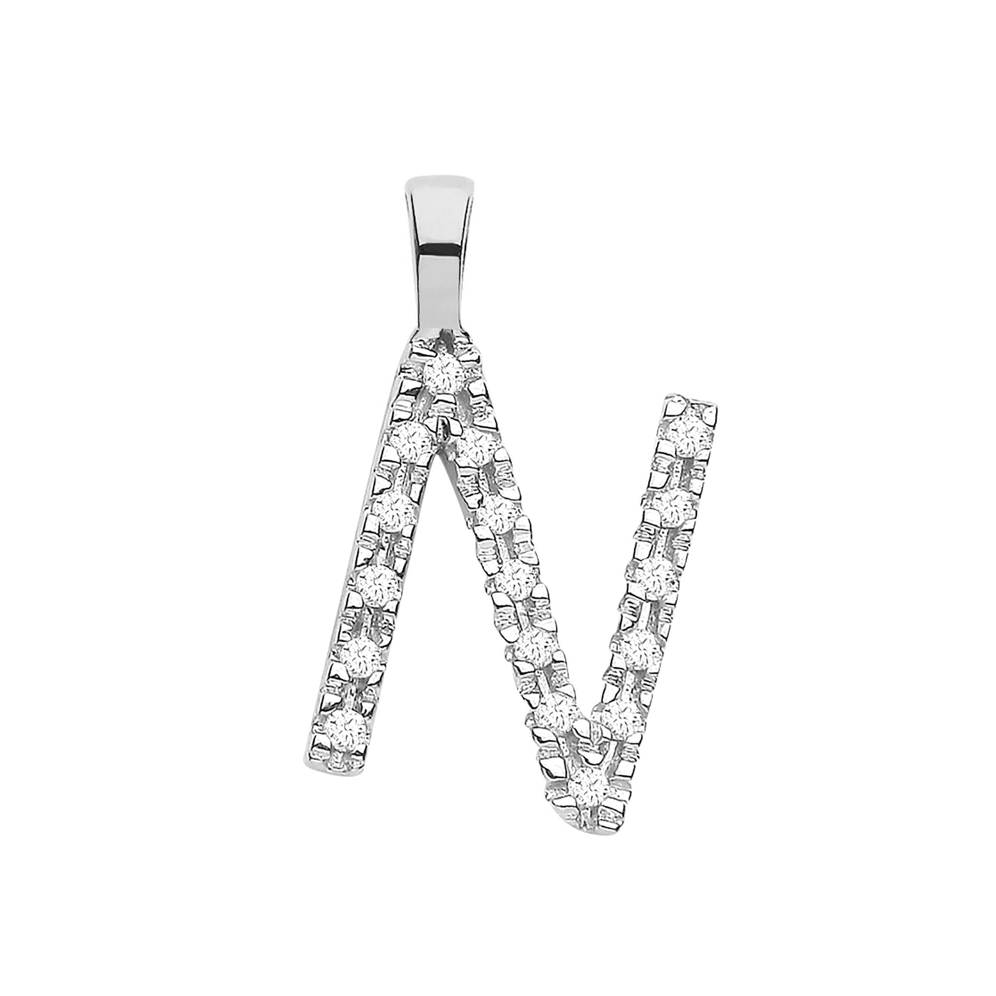 9ct White Gold 0.05ct Diamond Initial Pendant