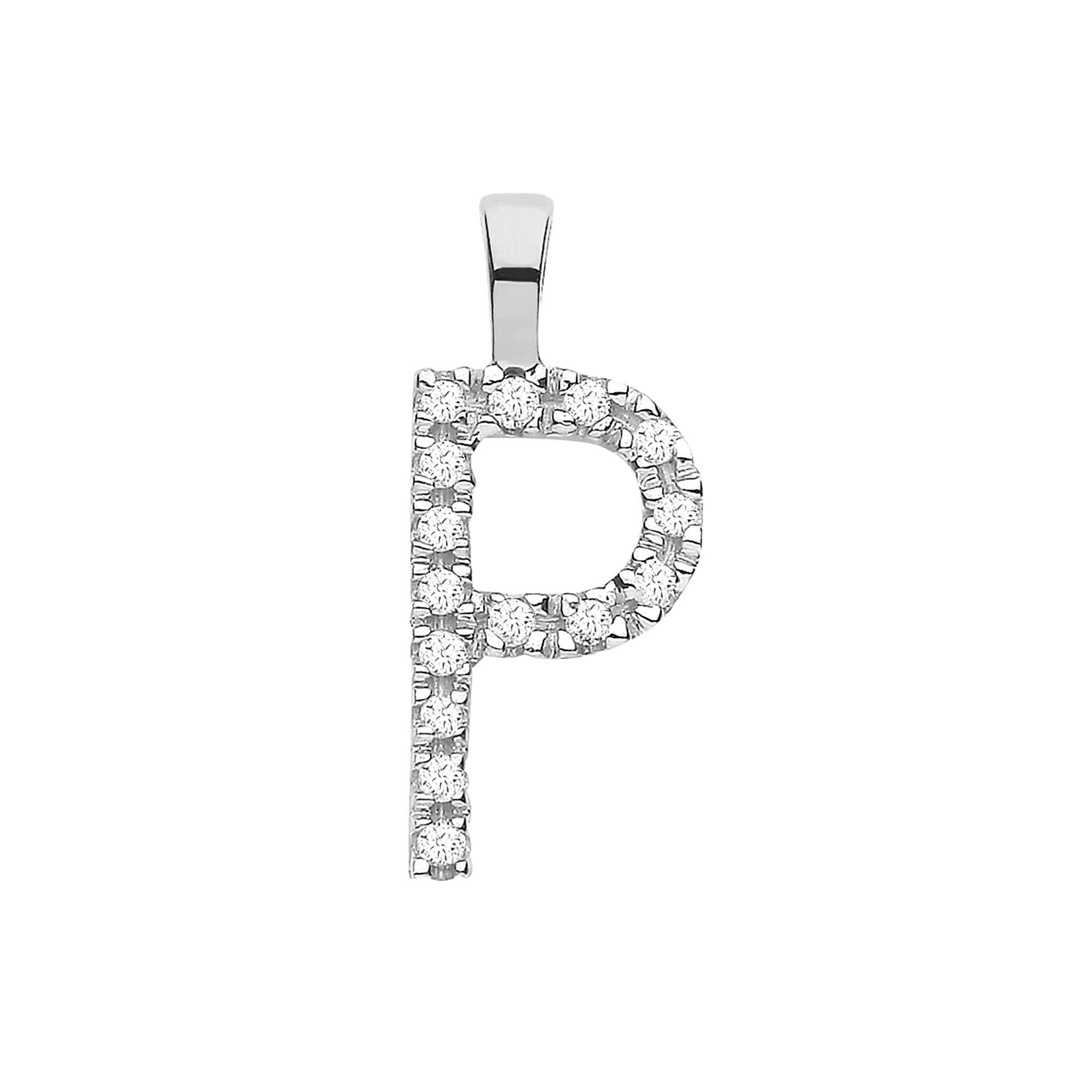 9ct White Gold 0.05ct Diamond Initial Pendant