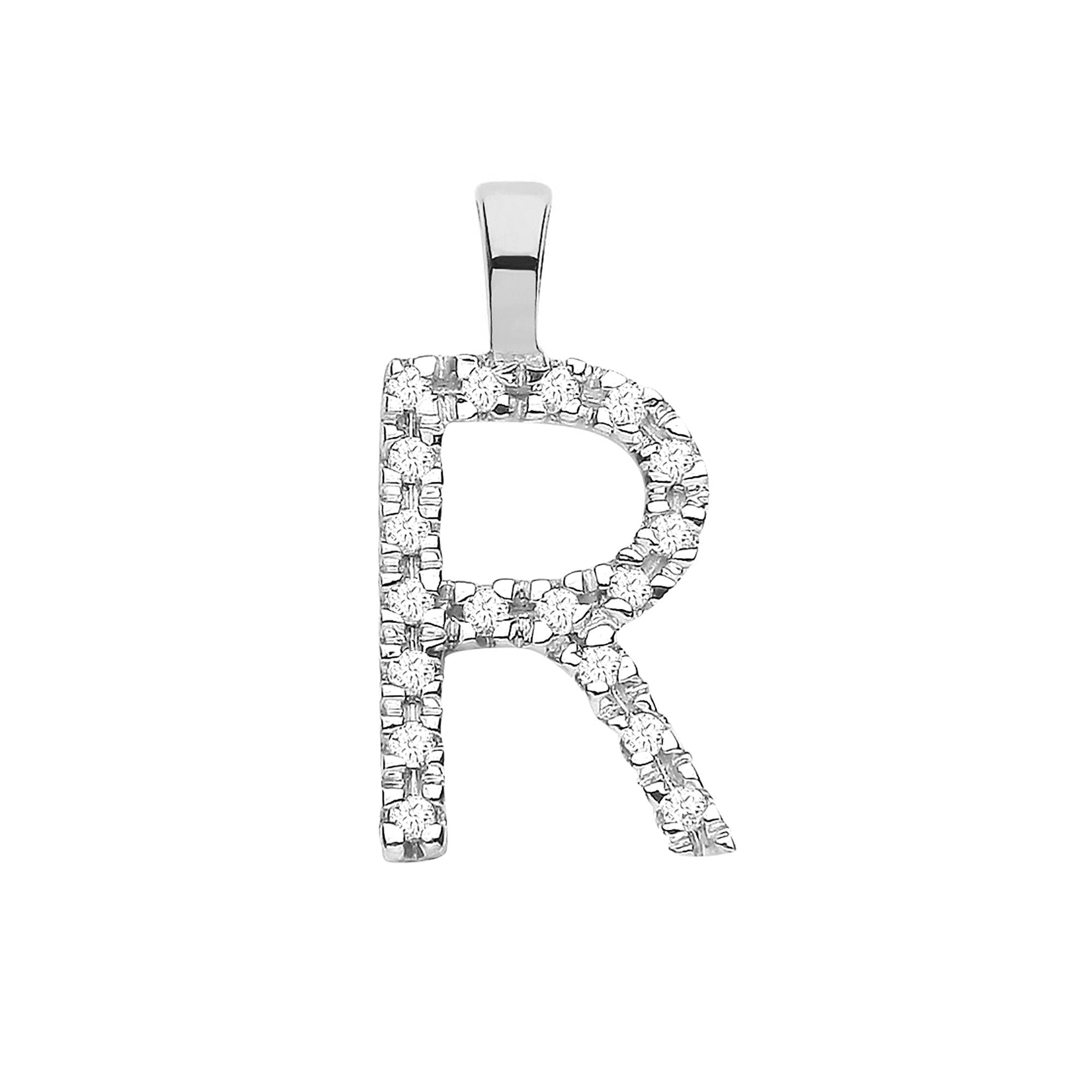 9ct White Gold 0.05ct Diamond Initial Pendant