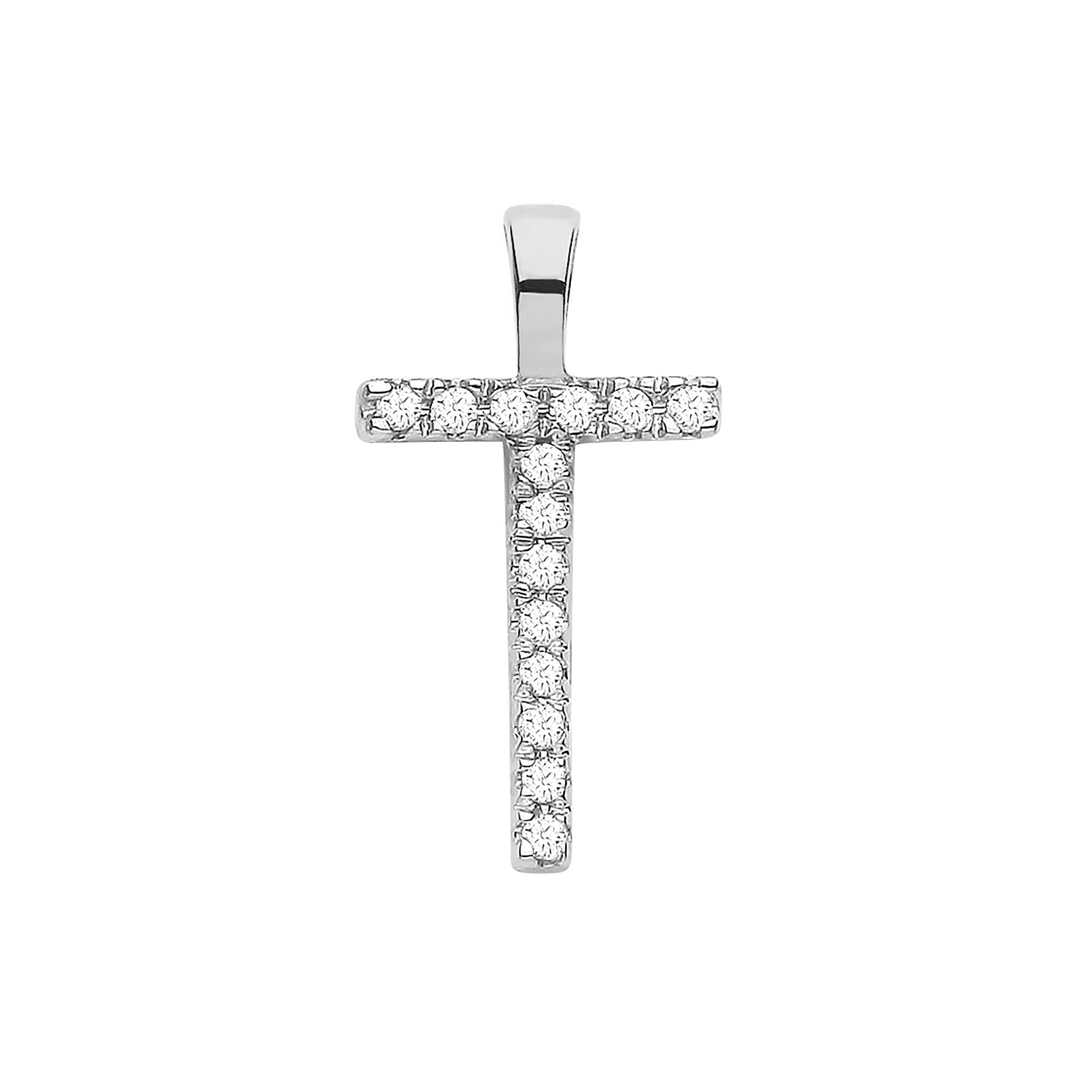 9ct White Gold 0.05ct Diamond Initial Pendant