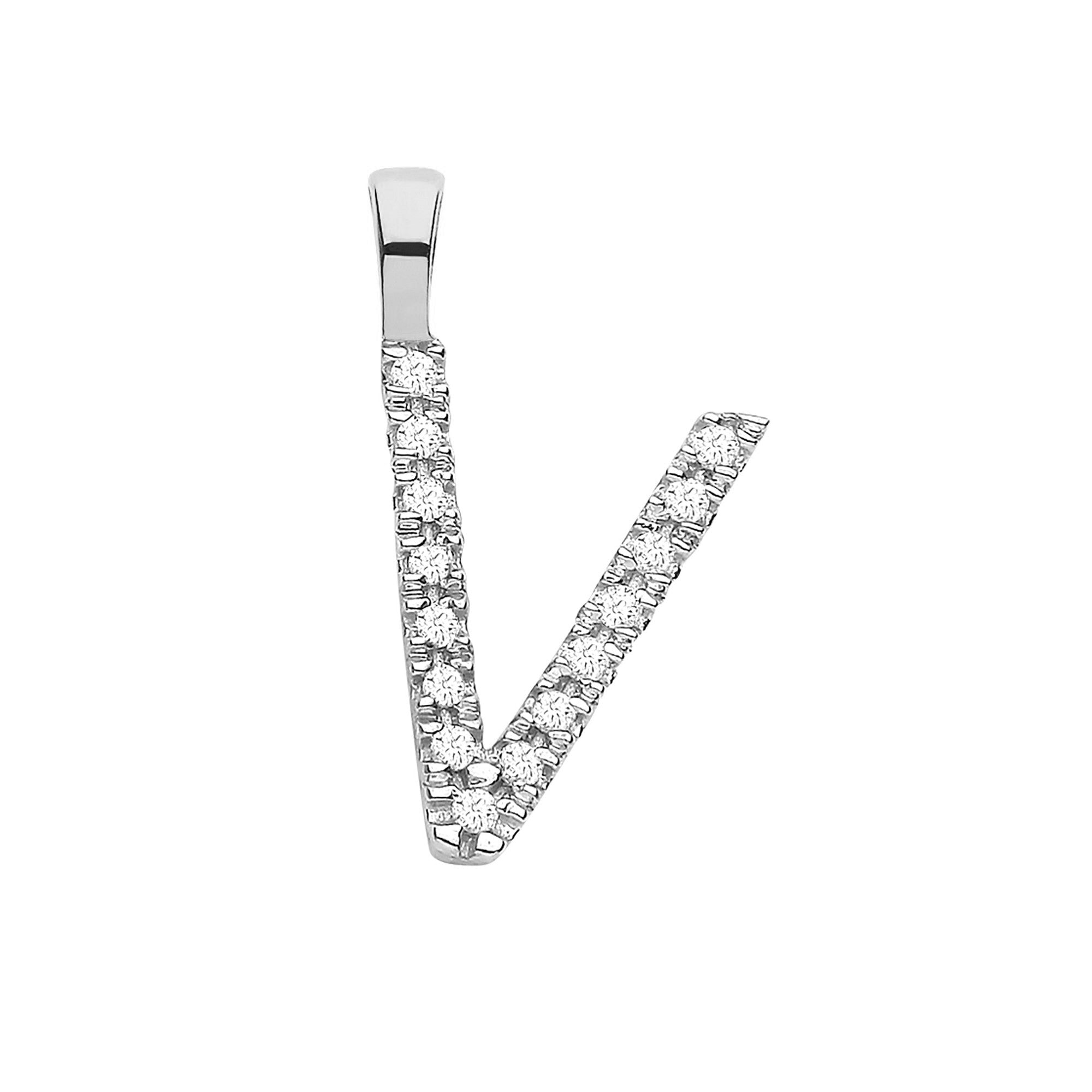 9ct White Gold 0.05ct Diamond Initial Pendant