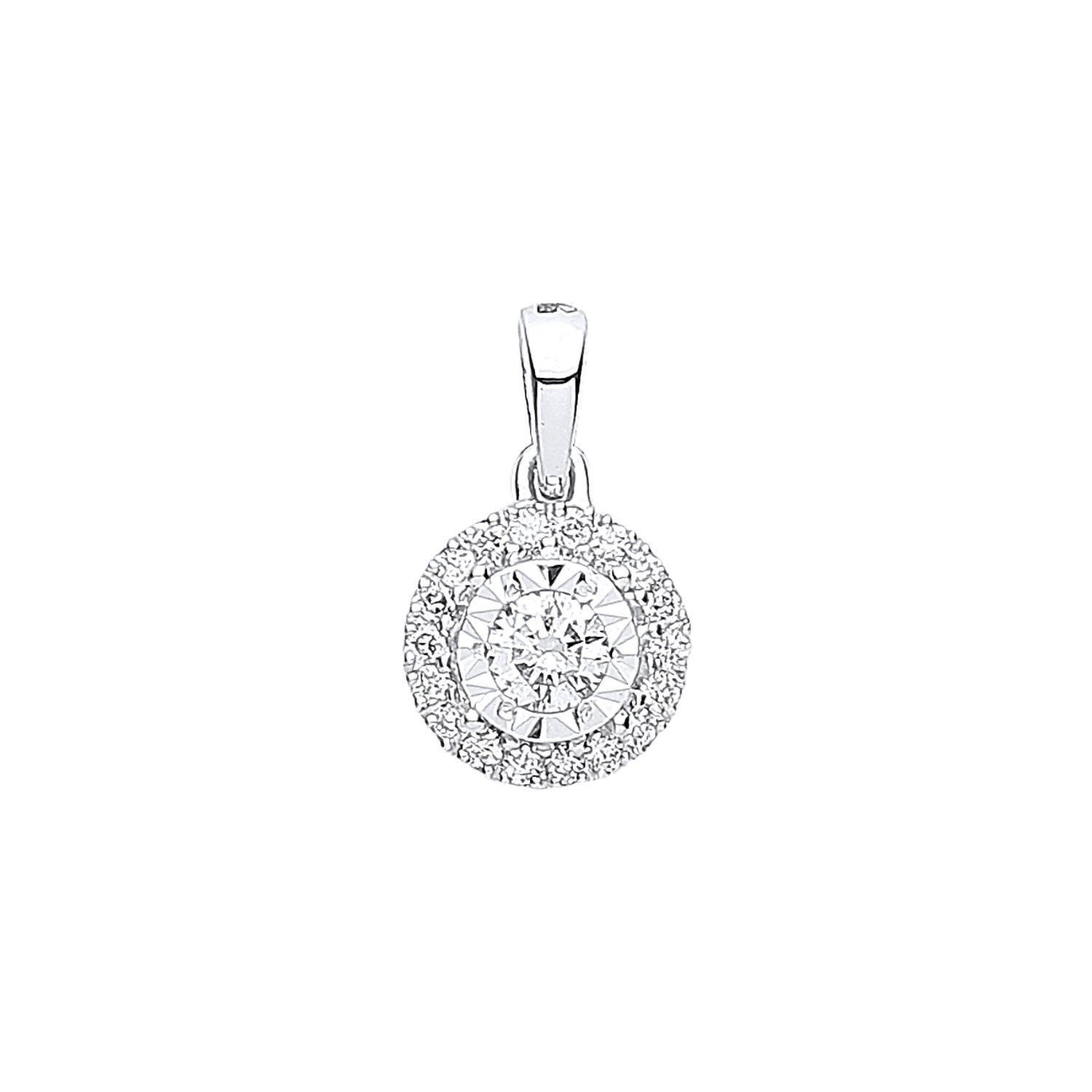 18ct White Gold Halo 0.20ctw Diamond Pendant