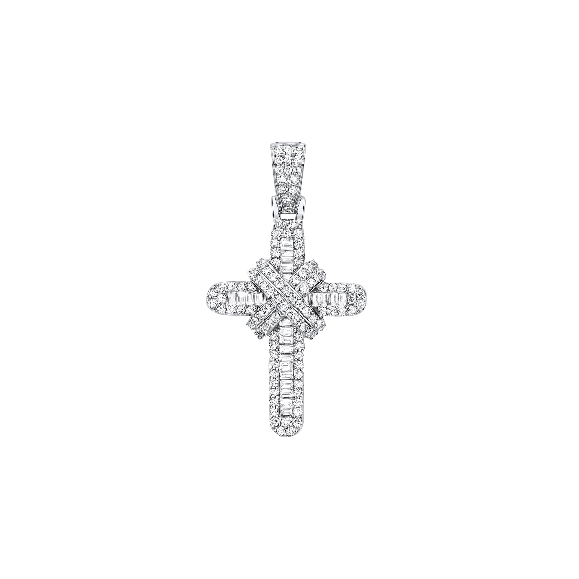 9ct White Gold 0.81ct Diamond Cross