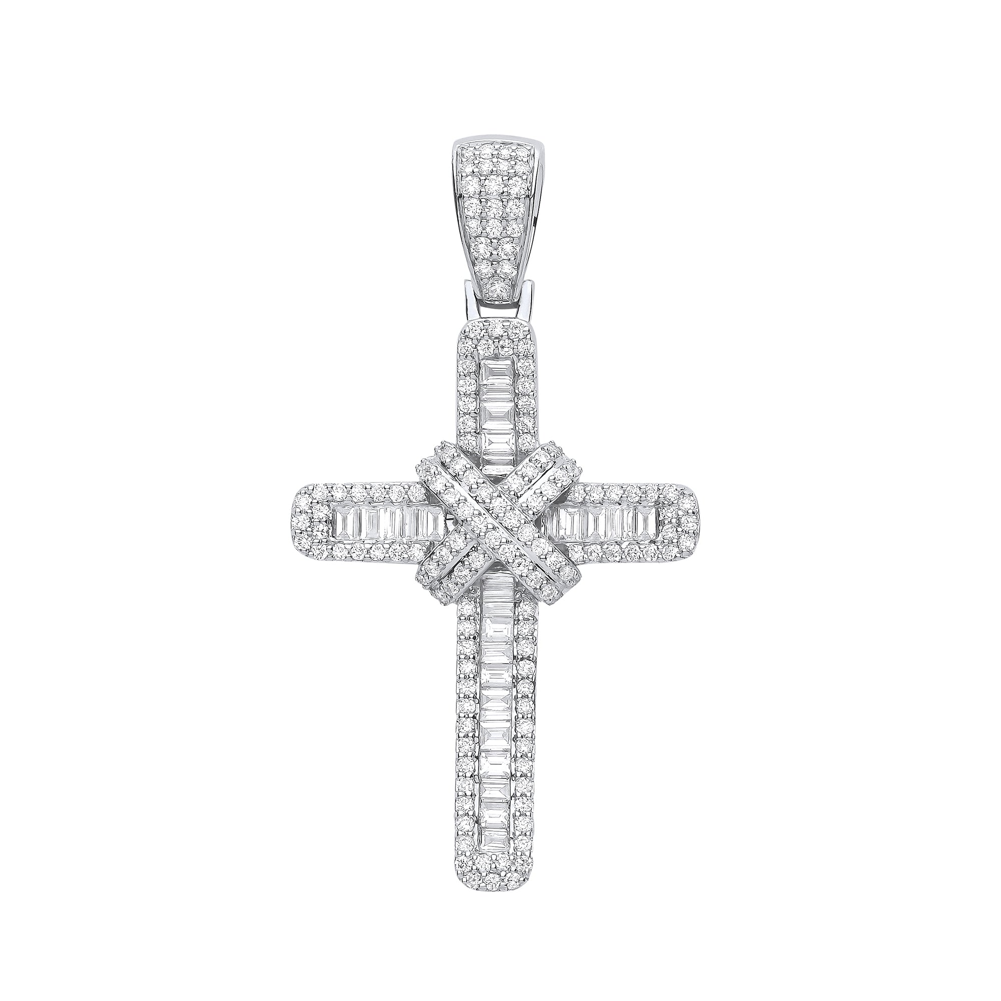 18ct White Gold 2.00ct Diamond Cross Pendant