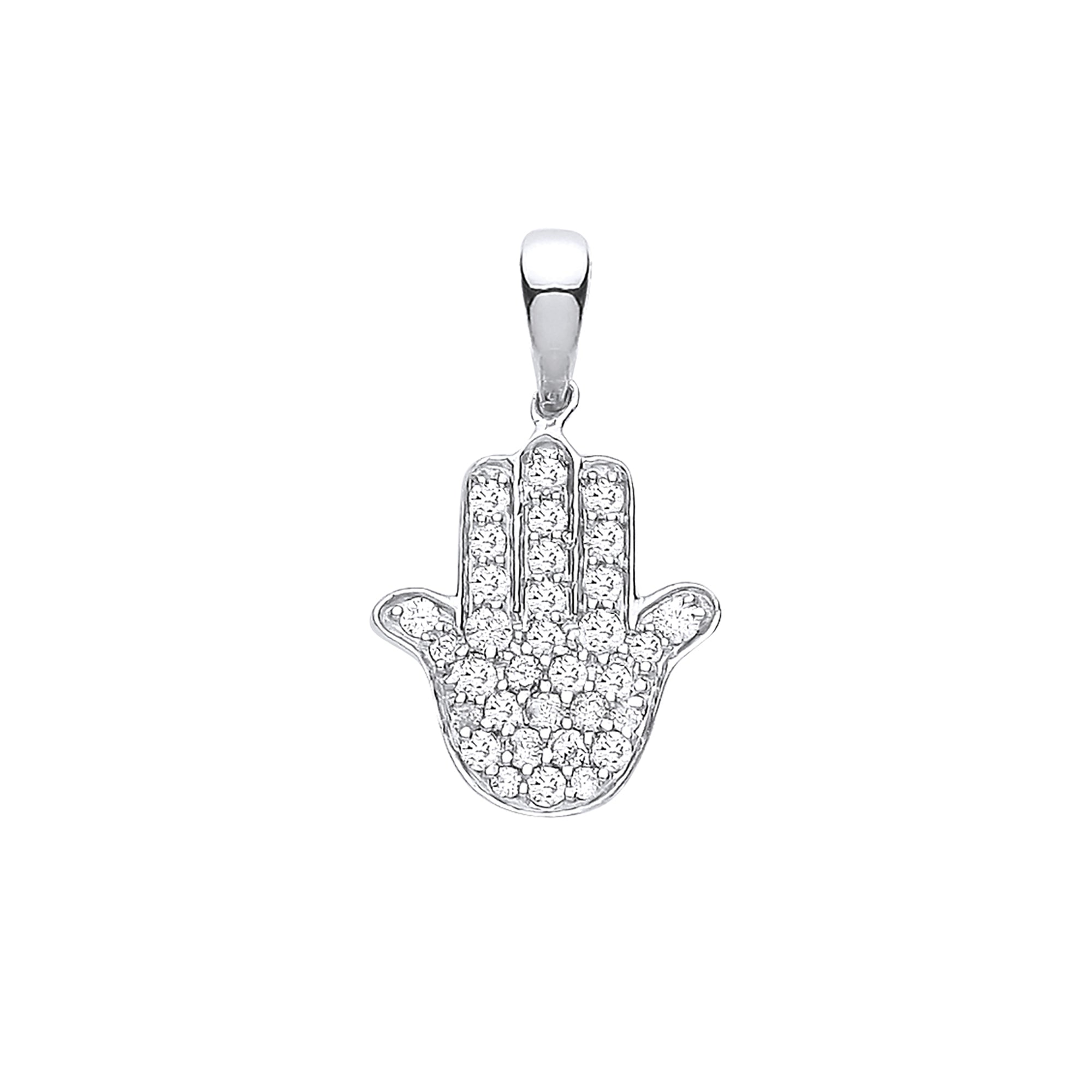 9ct White Gold 0.18ct Diamonds Hamza Pendant