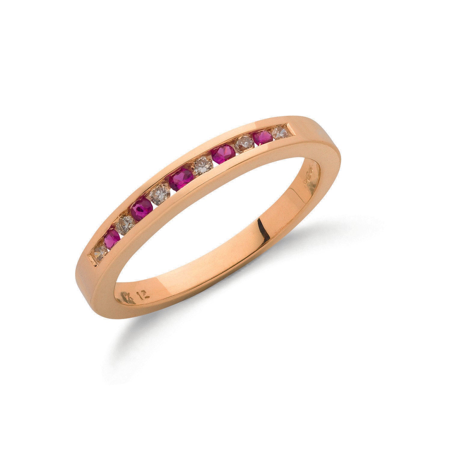 9ct Yellow Gold 0.12ct Diamond & 0.16ct Ruby Eternity Ring