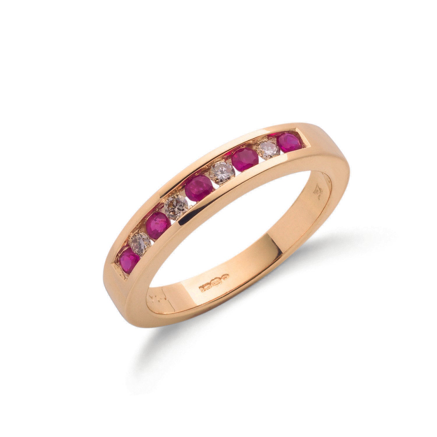 9ct Yellow Gold 0.14ct Diamond & 0.31ct Ruby Eternity Ring