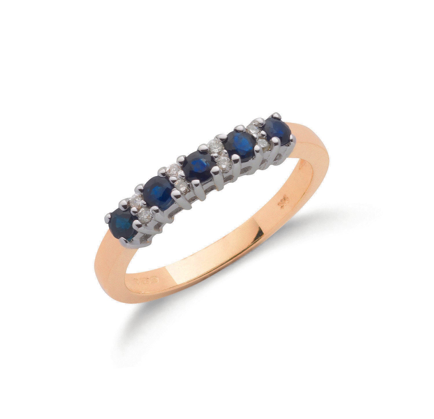 9ct Yellow Gold Diamond & 0.50ct Blue Sapphire Eternity Ring