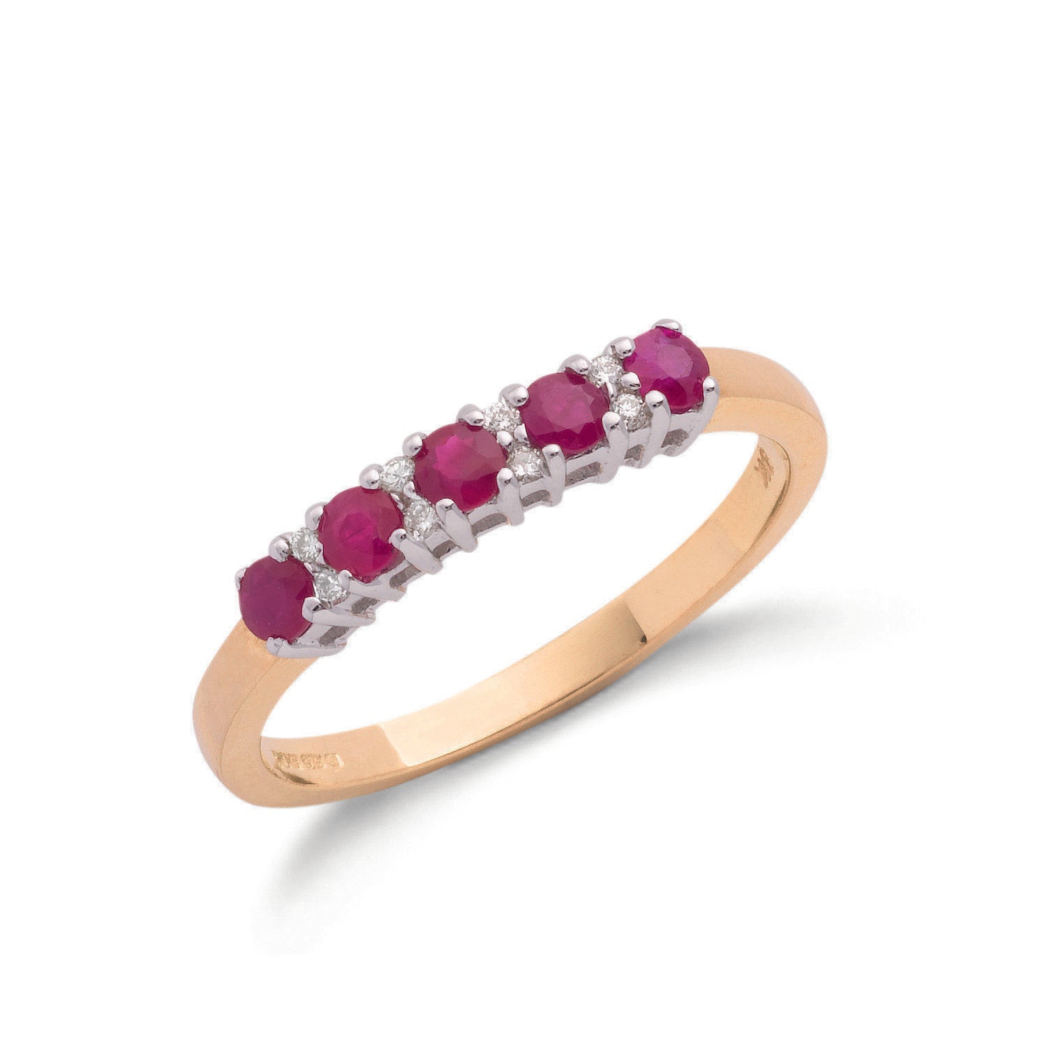 9ct Yellow Gold 0.15ct Diamond & 0.70ct Ruby Eternity Ring