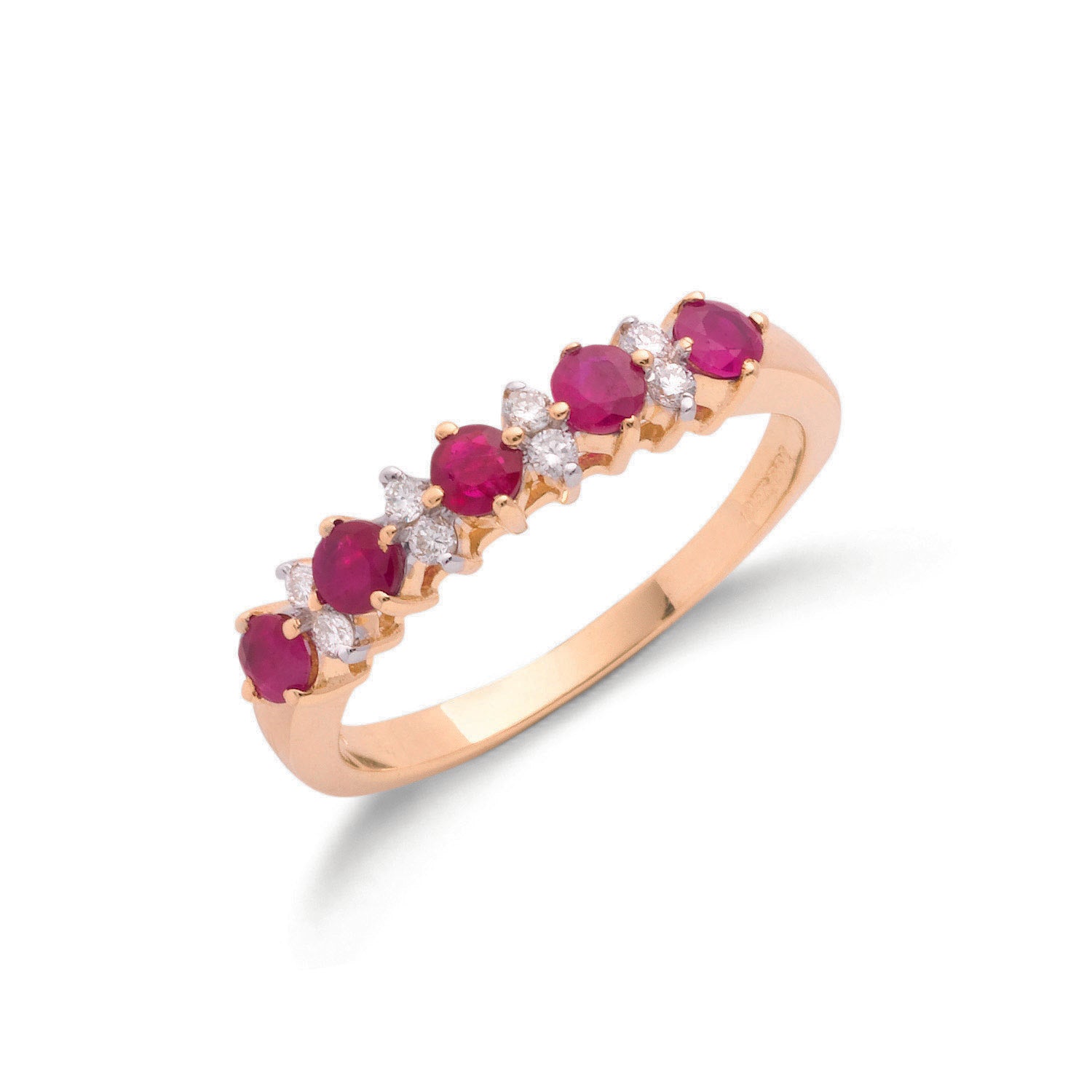 9ct Yellow Gold 0.12ct Diamond & 0.65ct Ruby Eternity Ring