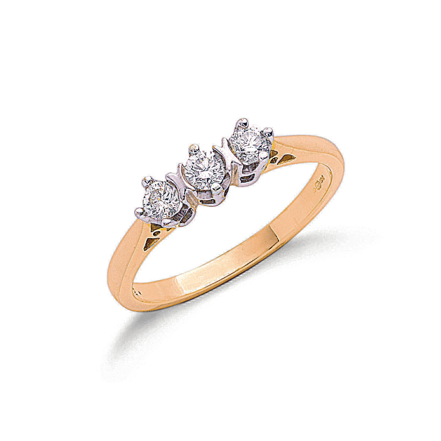 9ct Yellow Gold 0.33ct Diamond Trilogy Ring