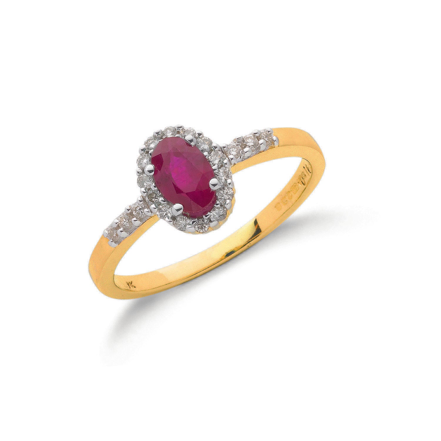 9ct Yellow Gold 0.16ct Diamond & 0.55ct Ruby Cluster Ring