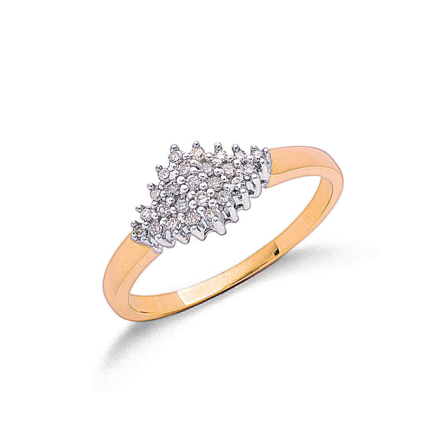 9ct Yellow Gold 0.16ctw  Diamond Cluster Ring