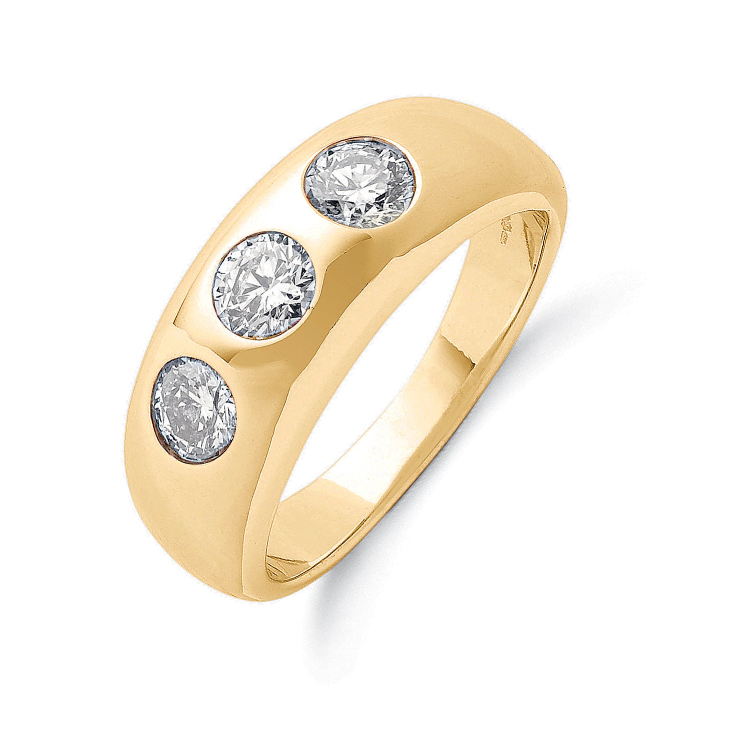 18ct Yellow Gold 1.00ct Gents 3 Stone Diamond Band