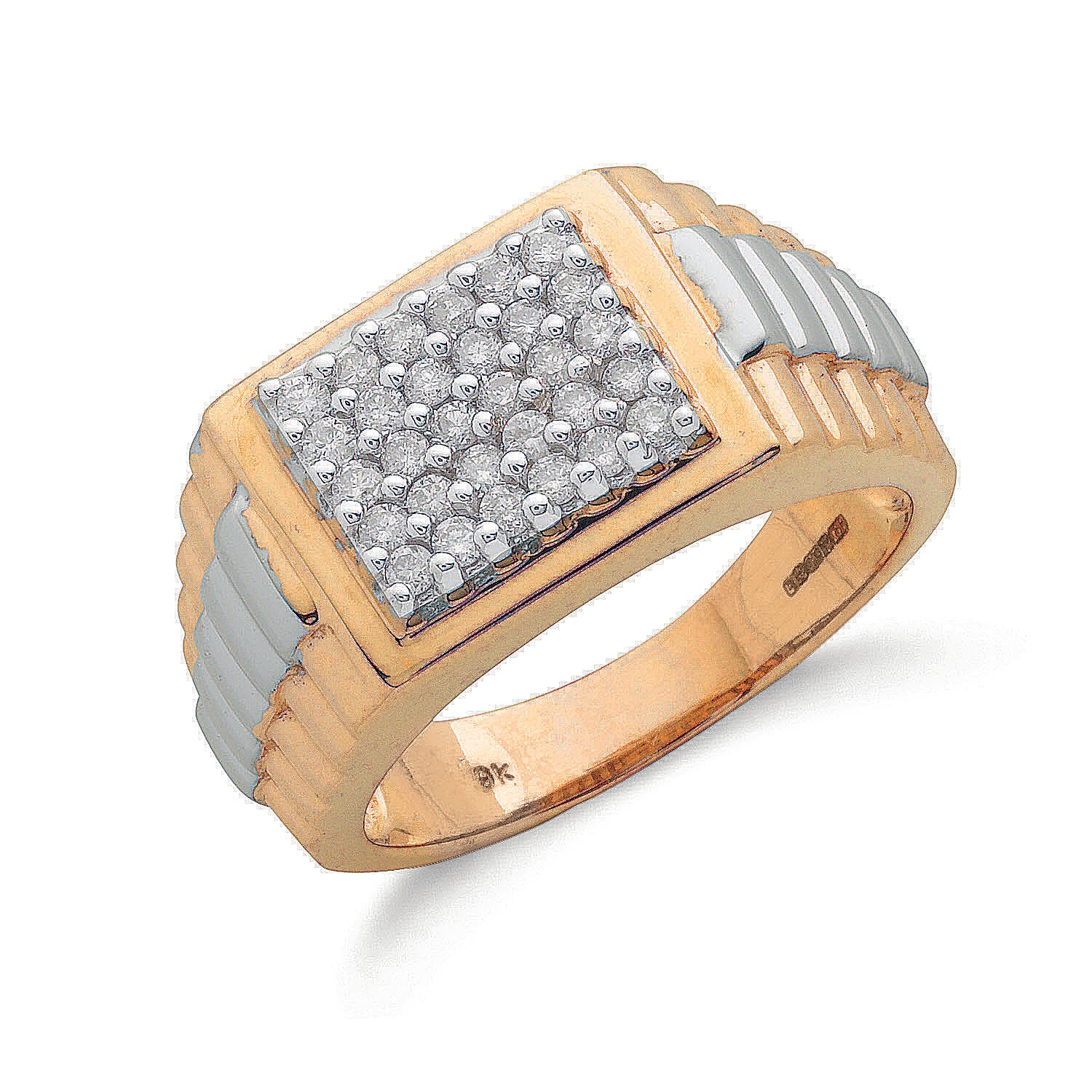 9ct Yellow Gold 0.50ct Fancy Link Gents Diamond Ring