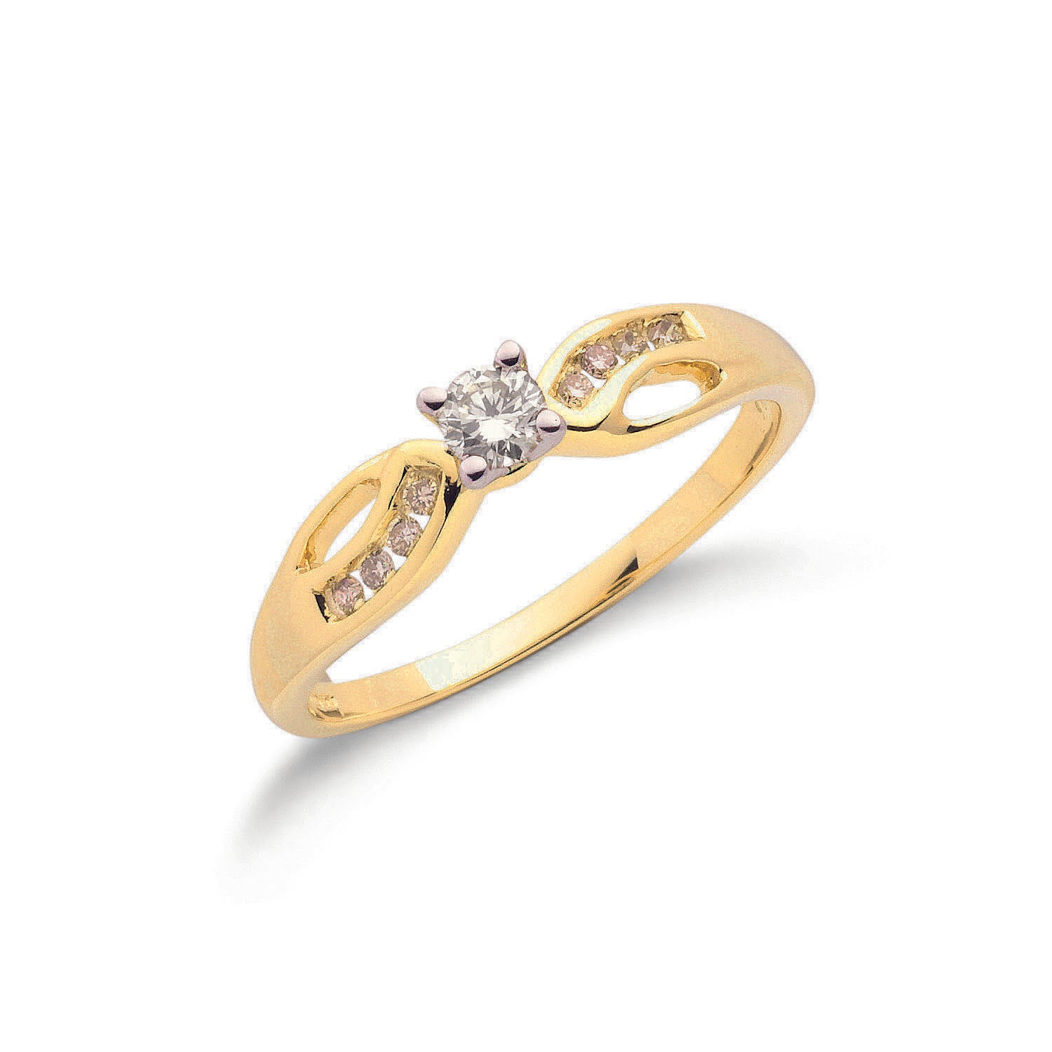 9ct Yellow Gold 0.26ct Diamond Solitaire with Fancy Band Ring