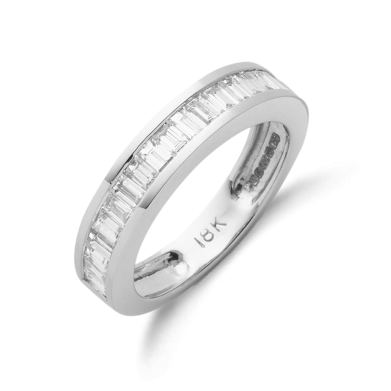 18ct White Gold 1.00ctw Half Eternity Baguette Cut Diamond Eternity Ring