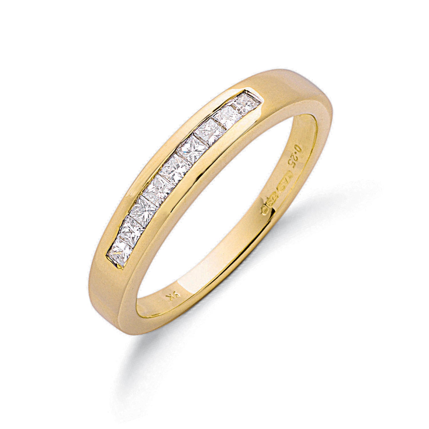 9ct Yellow Gold 0.25ct Princess Cut Diamond Eternity Ring