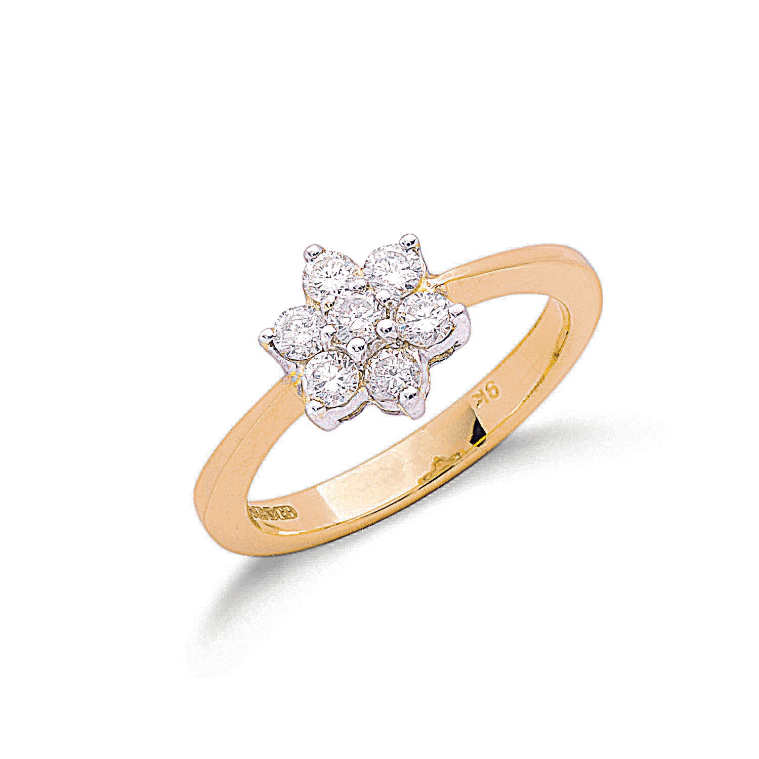 9ct Yellow Gold 0.50ctw Diamond Flower / Cluster Ring