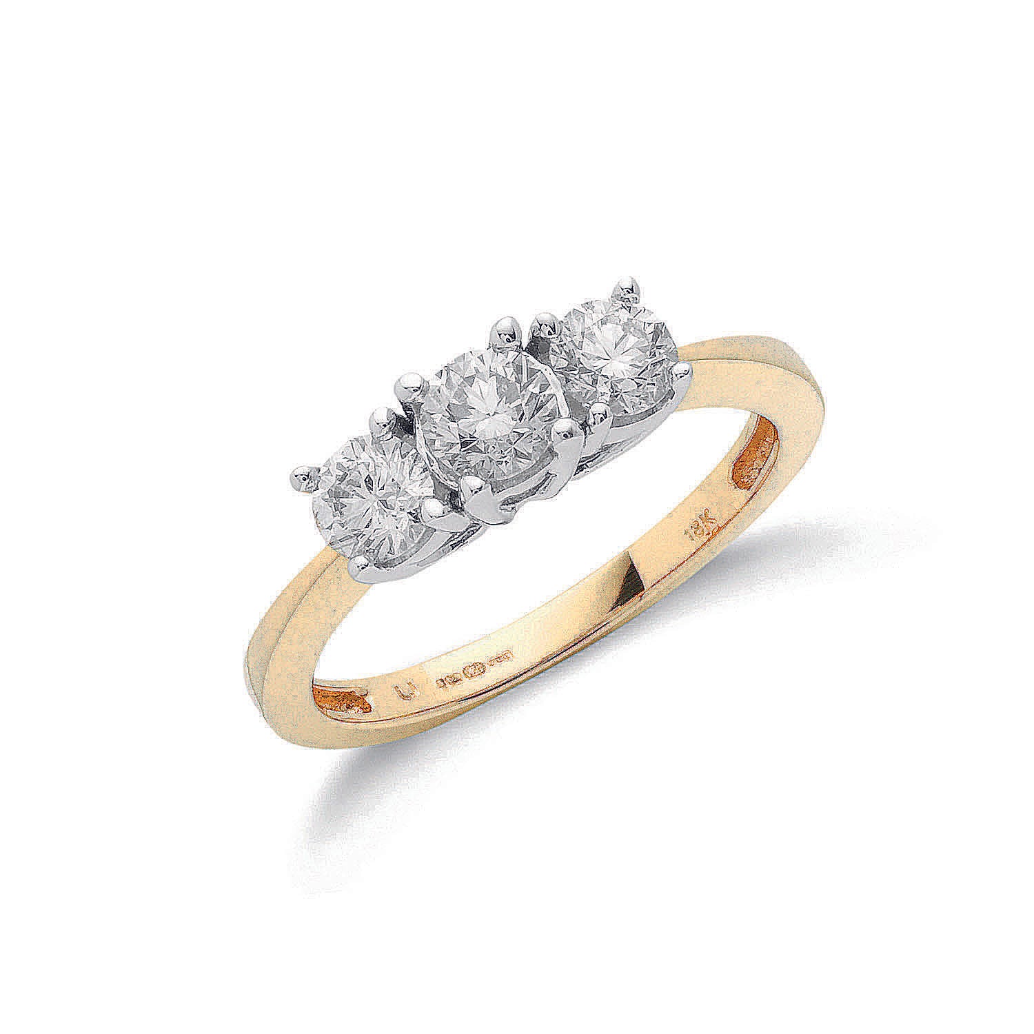 18ct Yellow Gold 1.00ctw Diamond Trilogy Ring