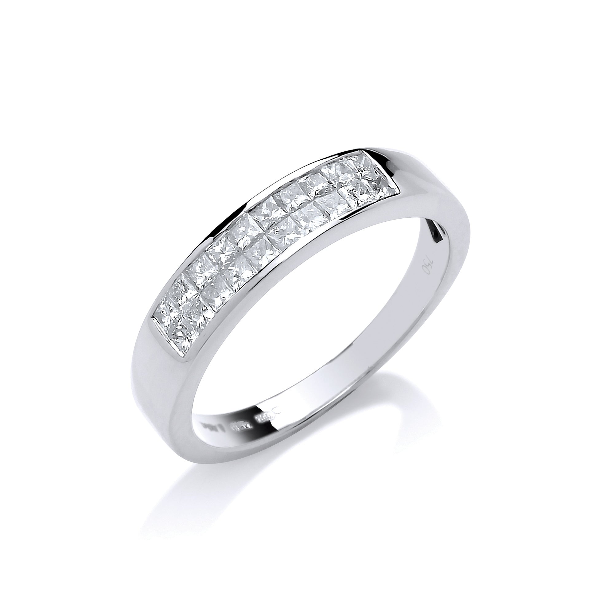 18ct White Gold 0.50ctw Princess Cut 2 Row Diamond Eternity Ring