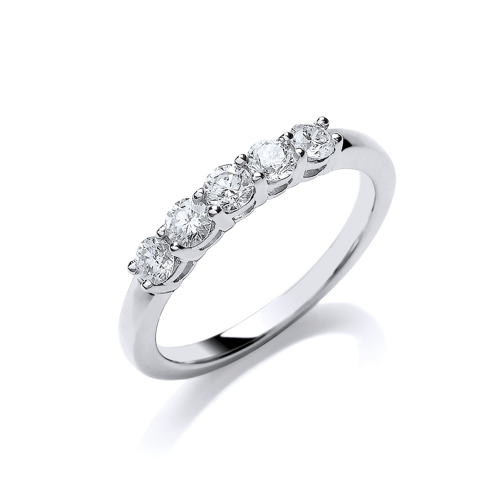 Platinum 0.50ct Claw Set 5 Stone Diamond Eternity Ring