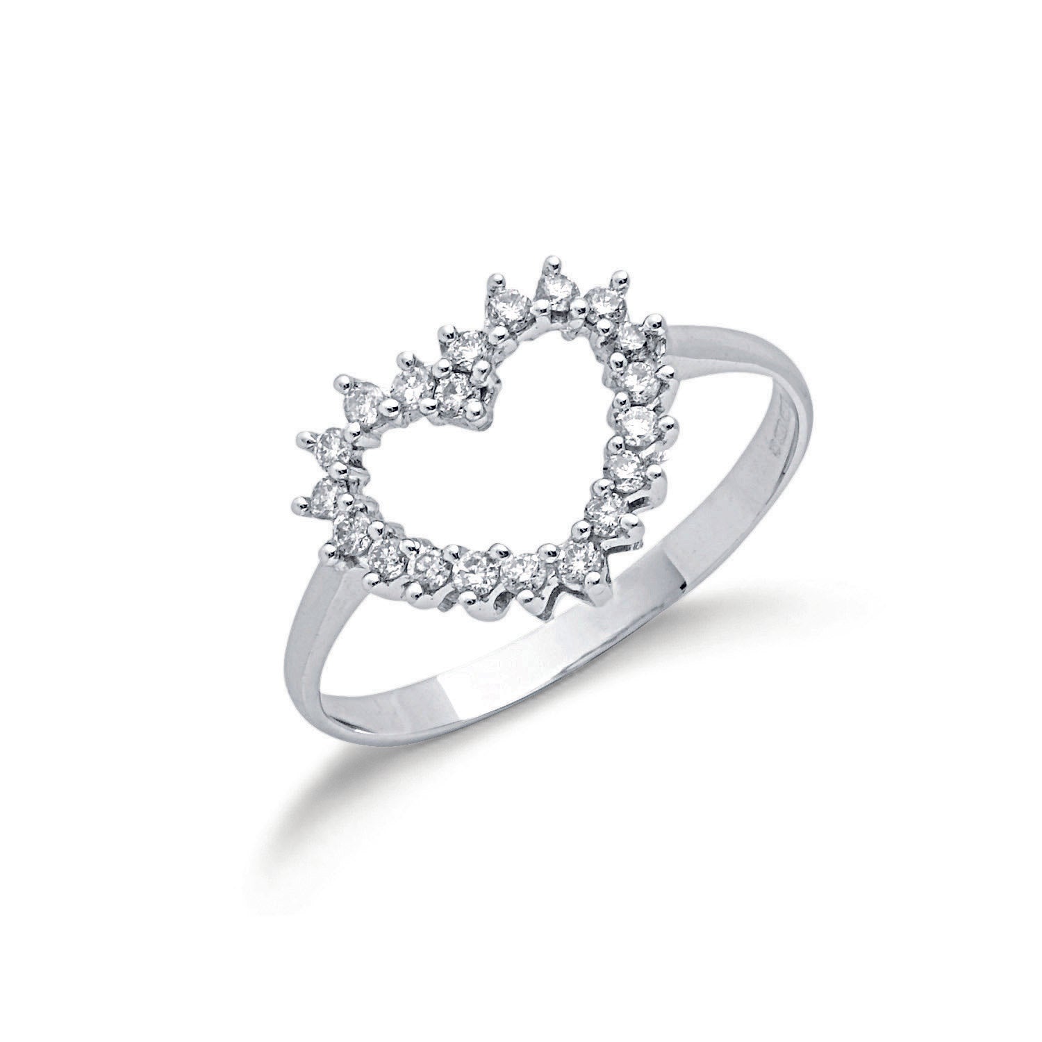 9ct White Gold 0.25ct Diamond Heart Ring