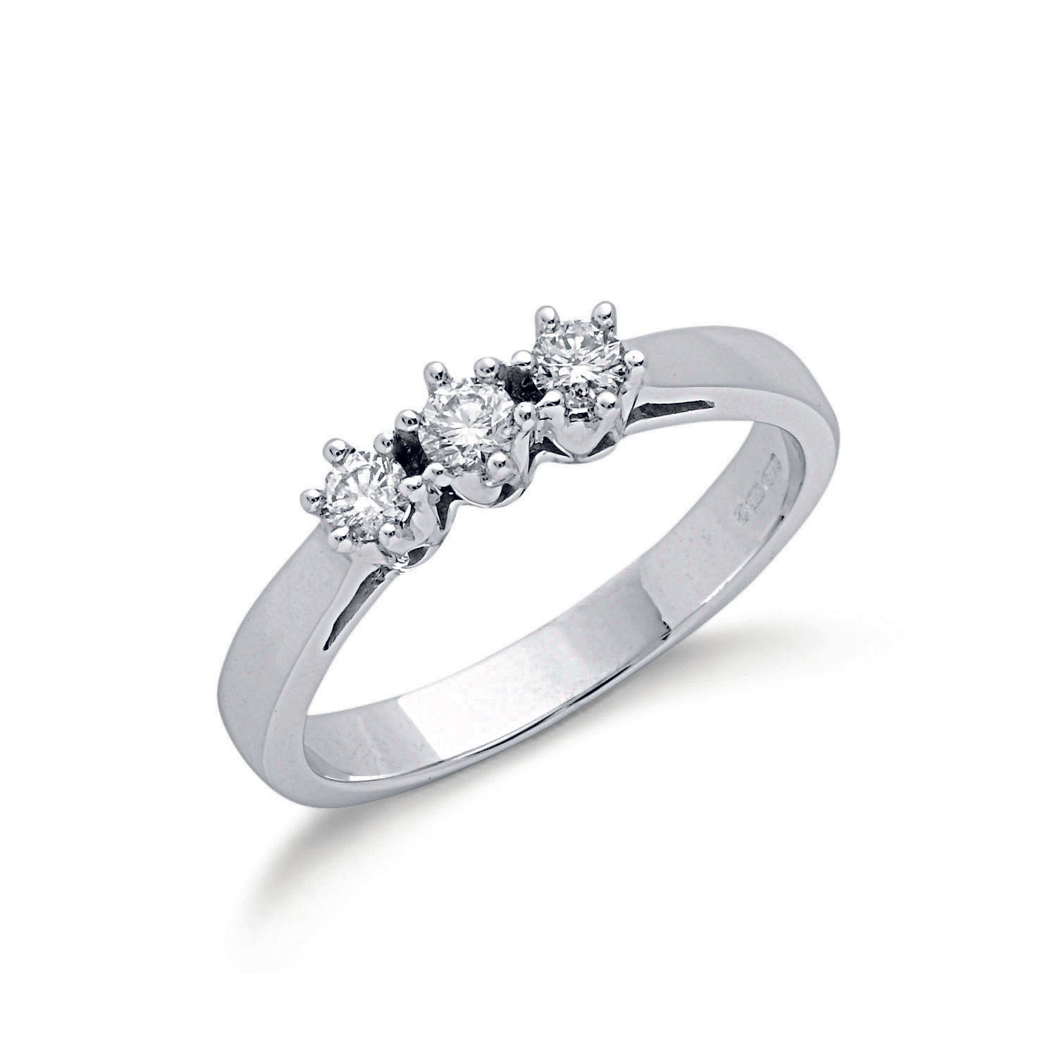 9ct White Gold 0.30ct Diamond Trilogy Ring