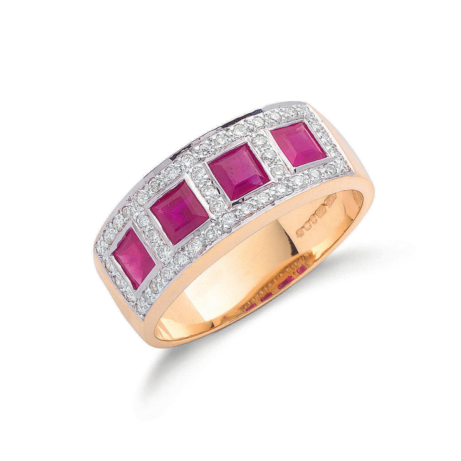 9ct Yellow Gold 0.22ct Diamond & 0.50ct Ruby Eternity Ring