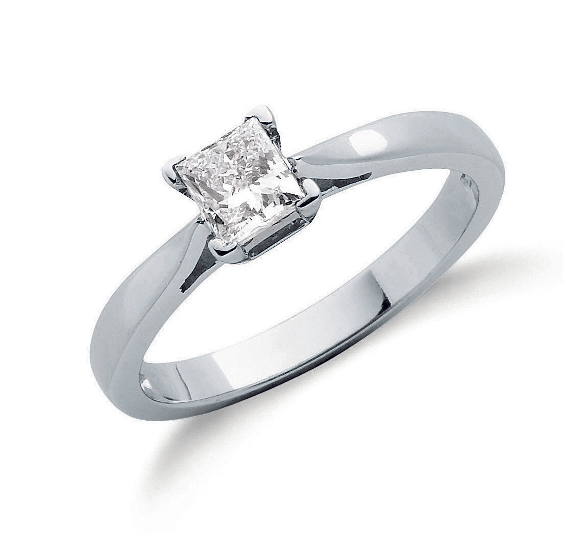 18ct White Gold 0.50ct Princess Cut Diamond Engagement Ring