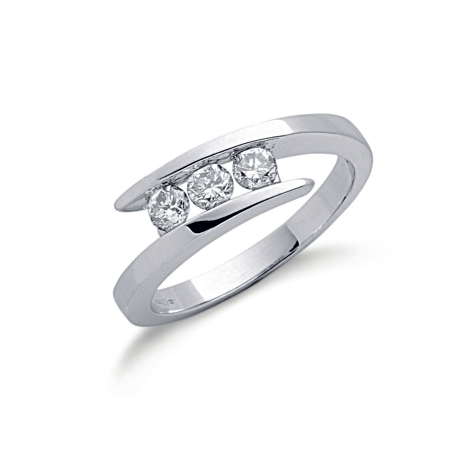 9ct White Gold 0.50ct Diamond Trilogy Ring