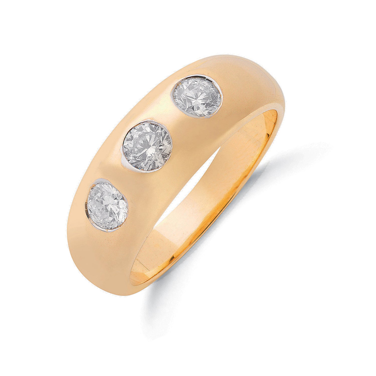 9ct Yellow Gold 1.00ct Gents 3 Stone Diamond Band