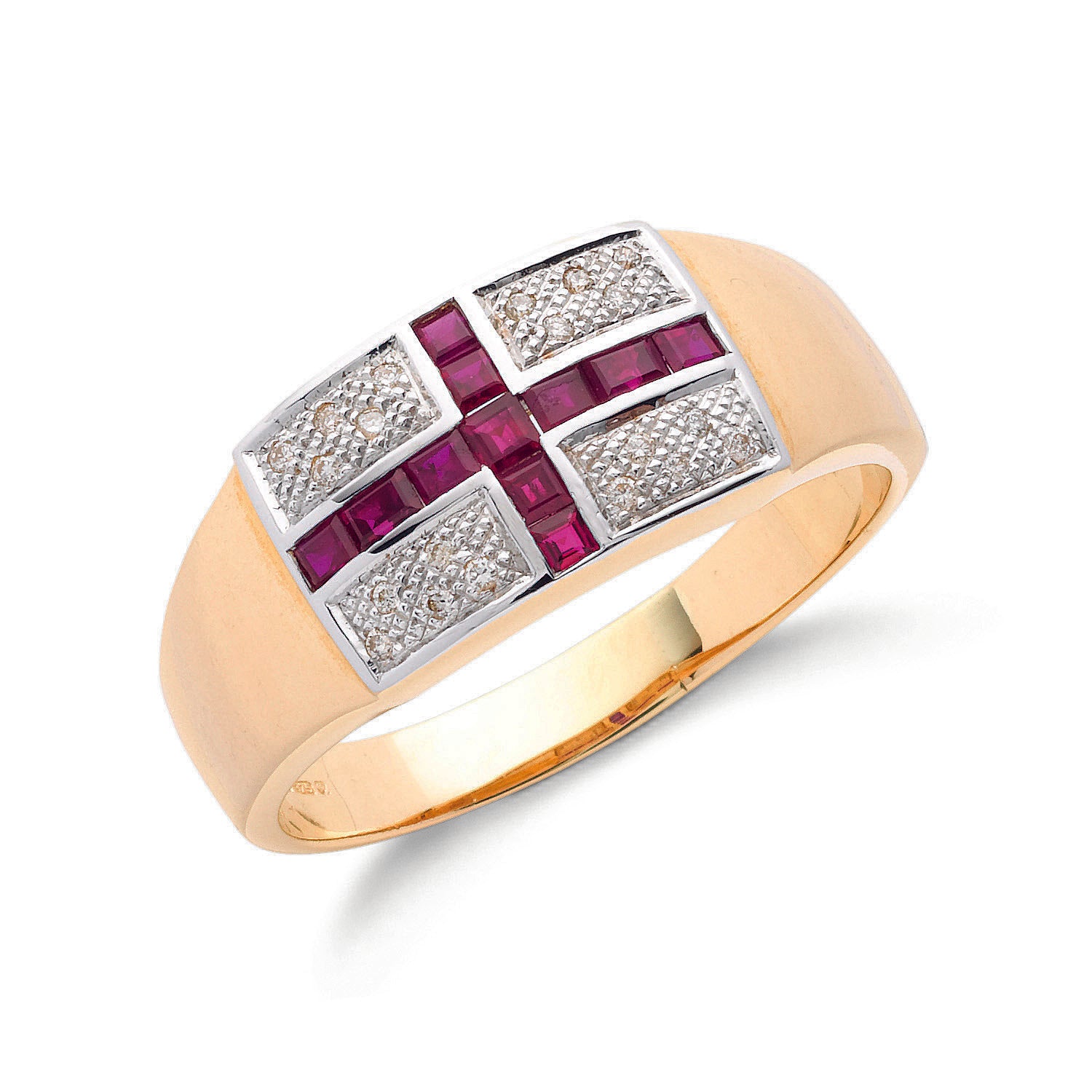 9ct Yellow Gold 0.12ct Diamond & 0.72ct Ruby Saint George Ring